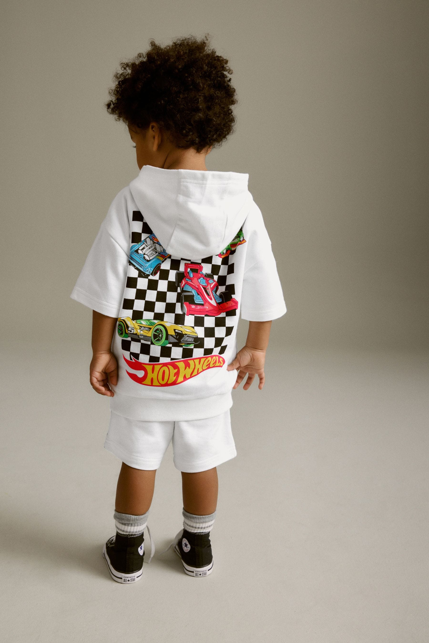 White Hot Wheels Jersey Hoodie and Shorts Set (3mths-8yrs)