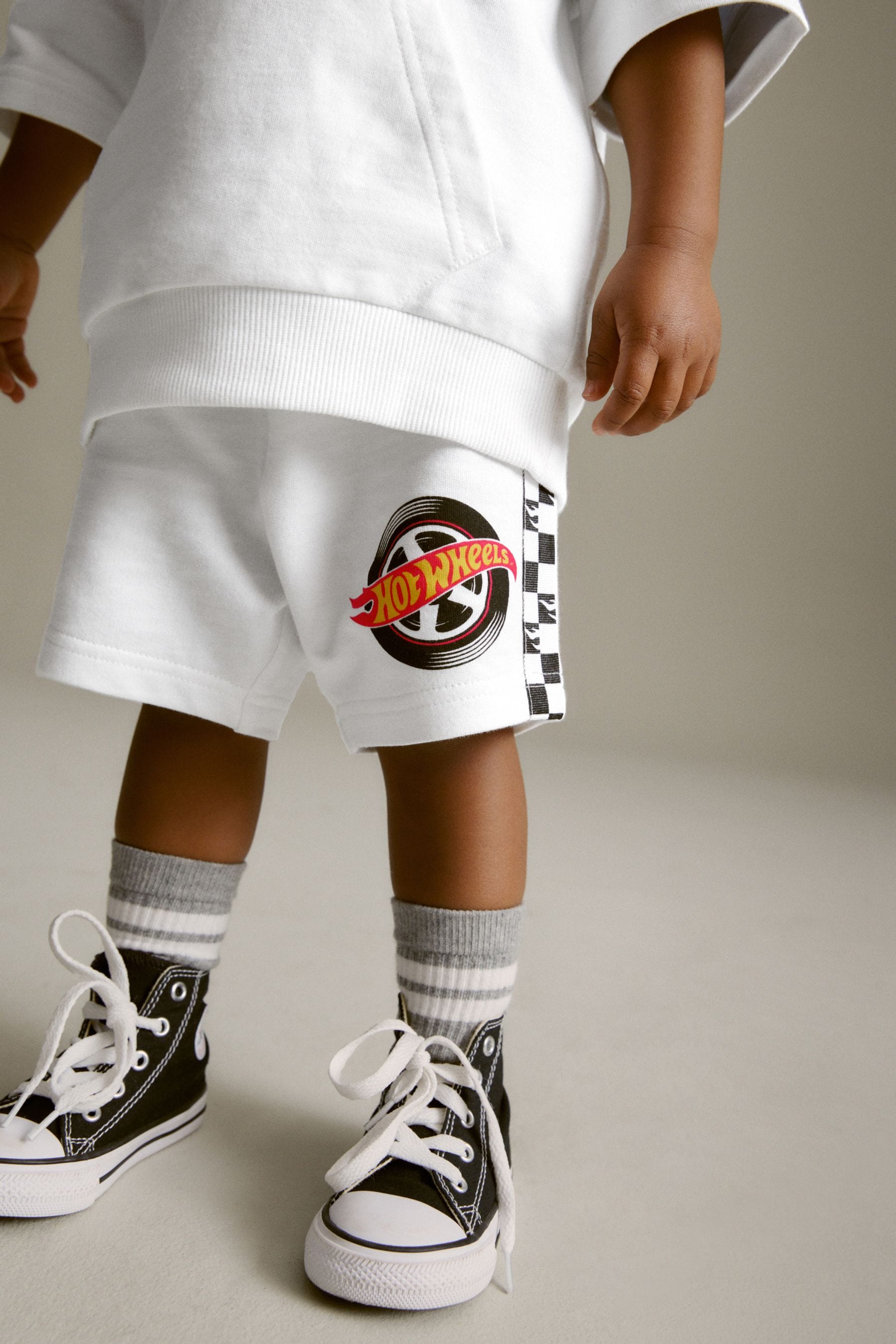 White Hot Wheels Jersey Hoodie and Shorts Set (3mths-8yrs)