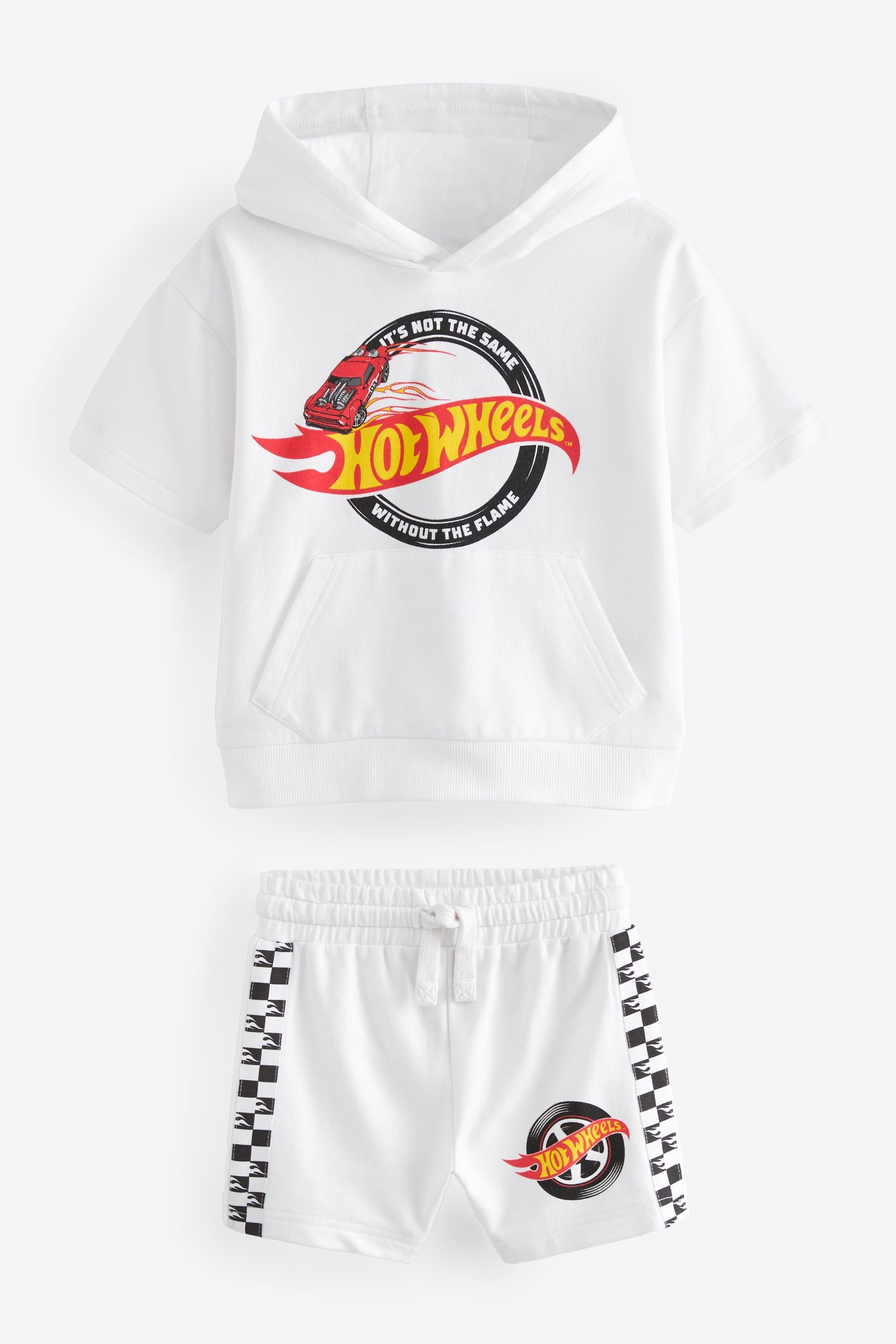 White Hot Wheels Jersey Hoodie and Shorts Set (3mths-8yrs)