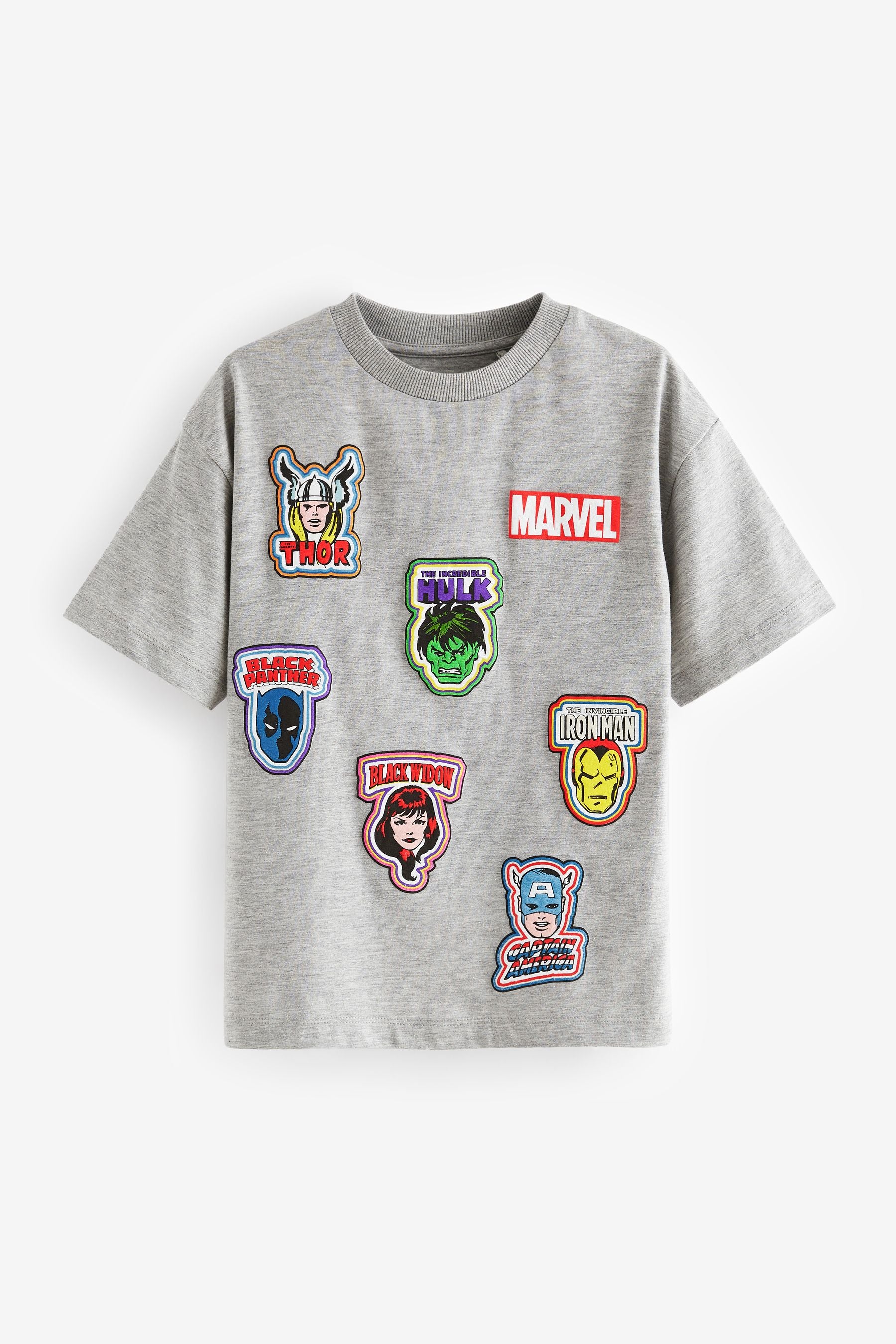 Grey Marl Marvel Avengers License Short Sleeve T-Shirt (3-16yrs)