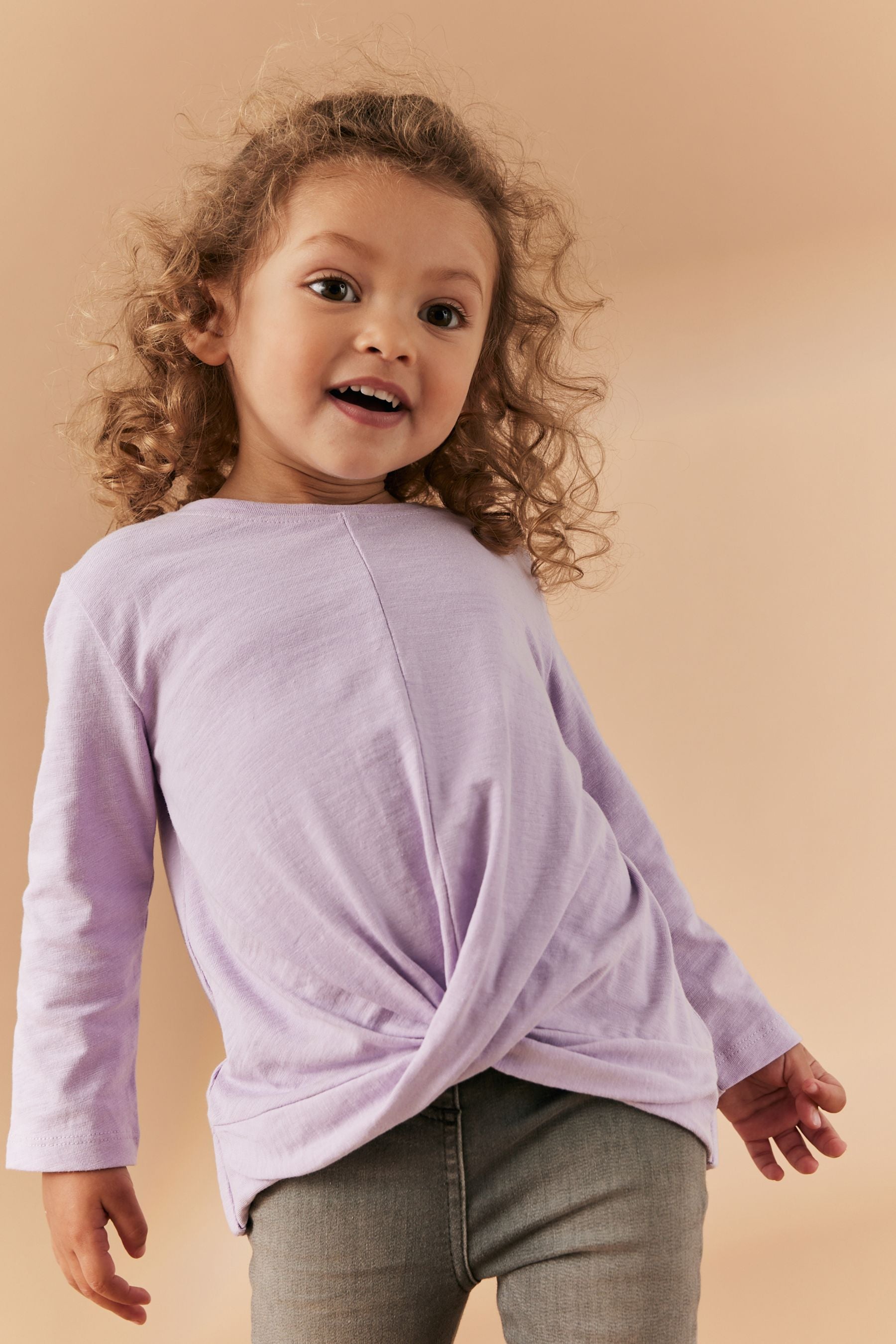 Purple Long Sleeve Twist Front T-Shirt (3mths-7yrs)