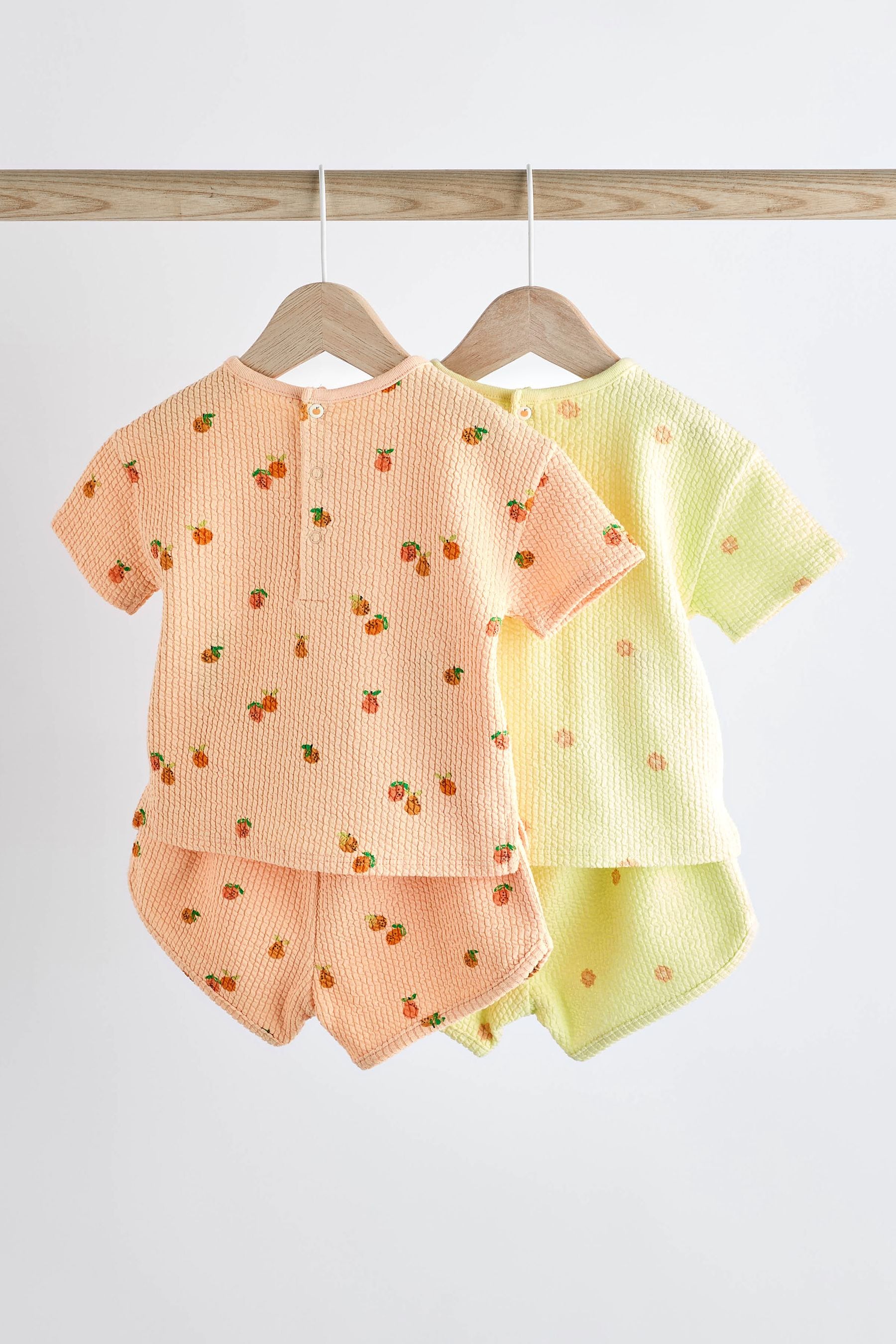 Fluro Green/ Orange Floral 2 Pack Baby T-Shirts and Shorts Set