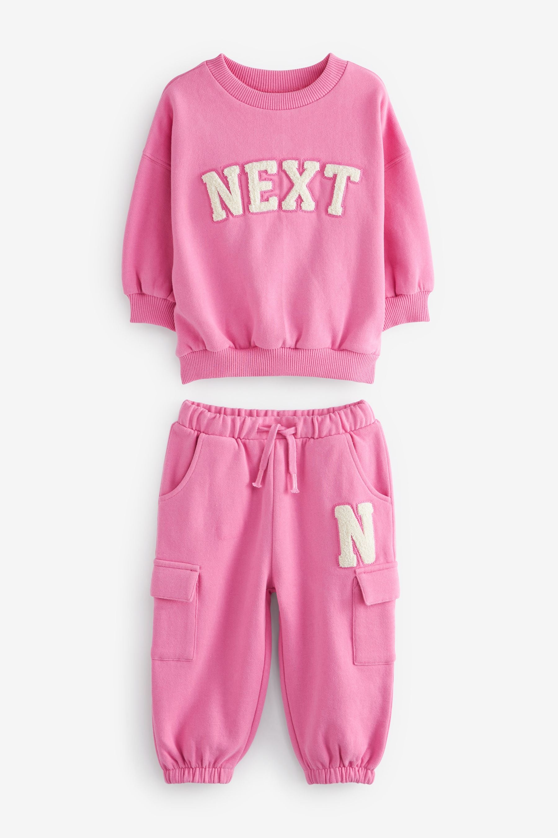 Pink Nxt Logo Sweatshirt And Cargo Joggers Set (3mths-7yrs)