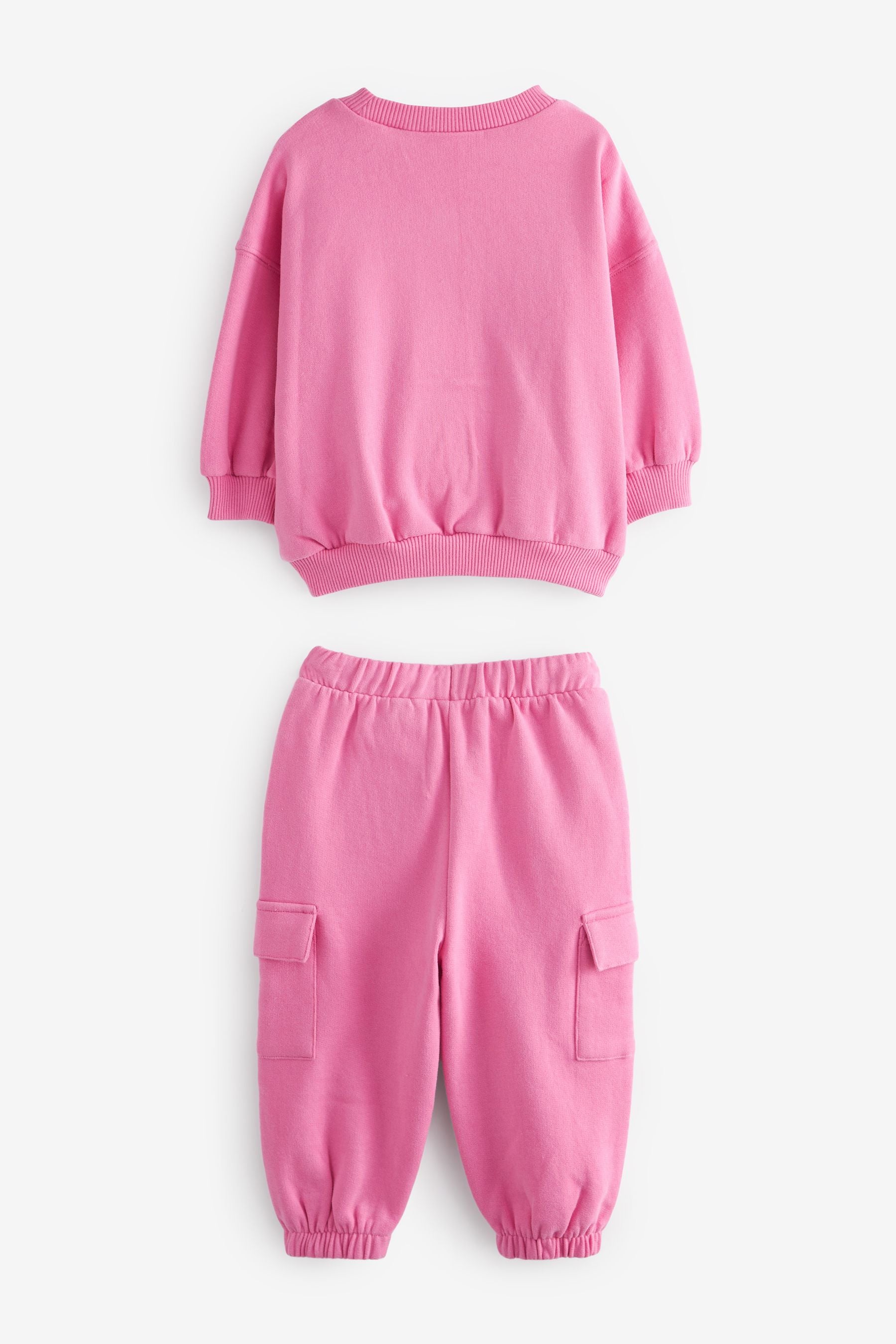 Pink Nxt Logo Sweatshirt And Cargo Joggers Set (3mths-7yrs)