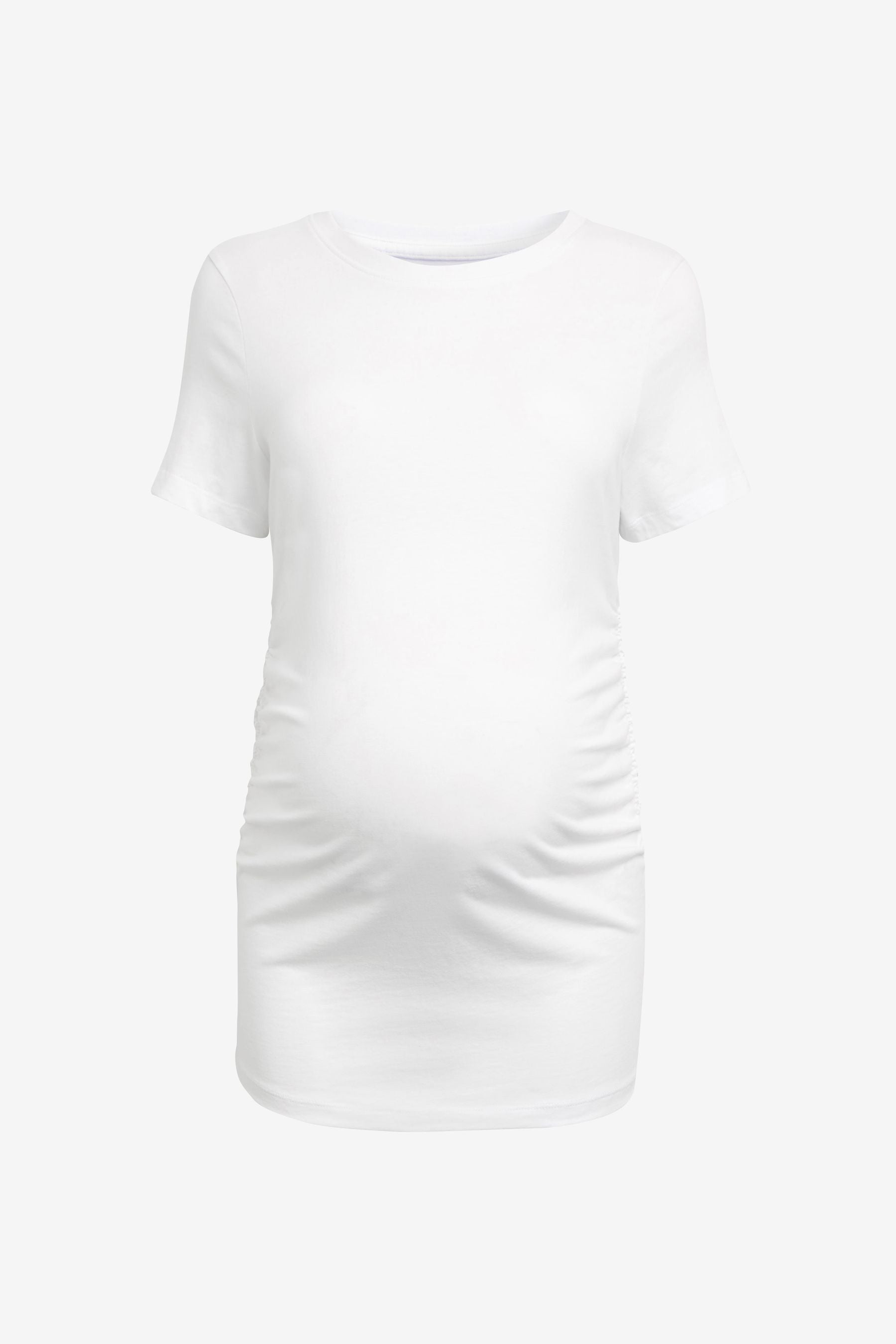 White Maternity Ruched Side T-Shirt