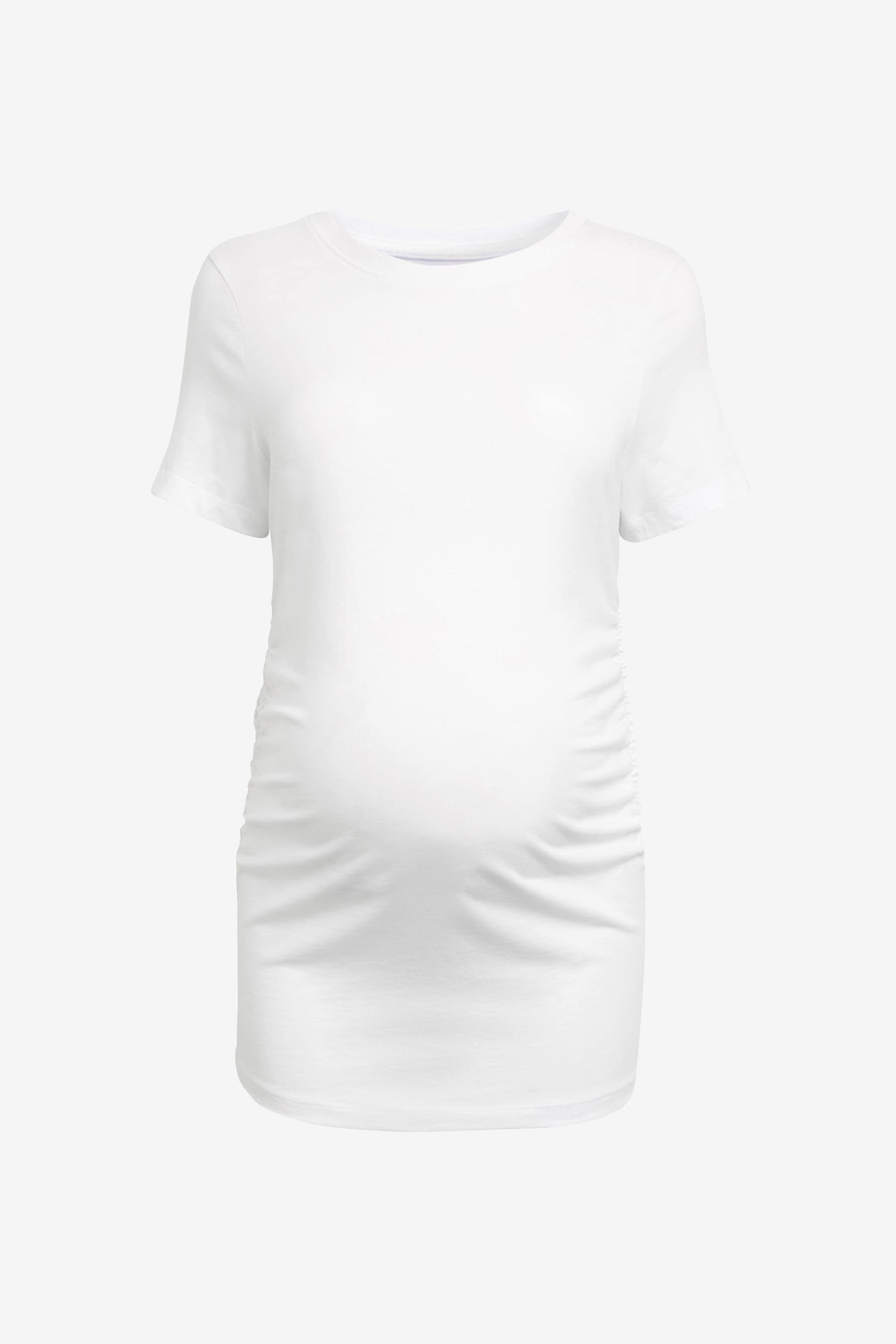 White 100% Cotton Maternity Ruched Side T-Shirt