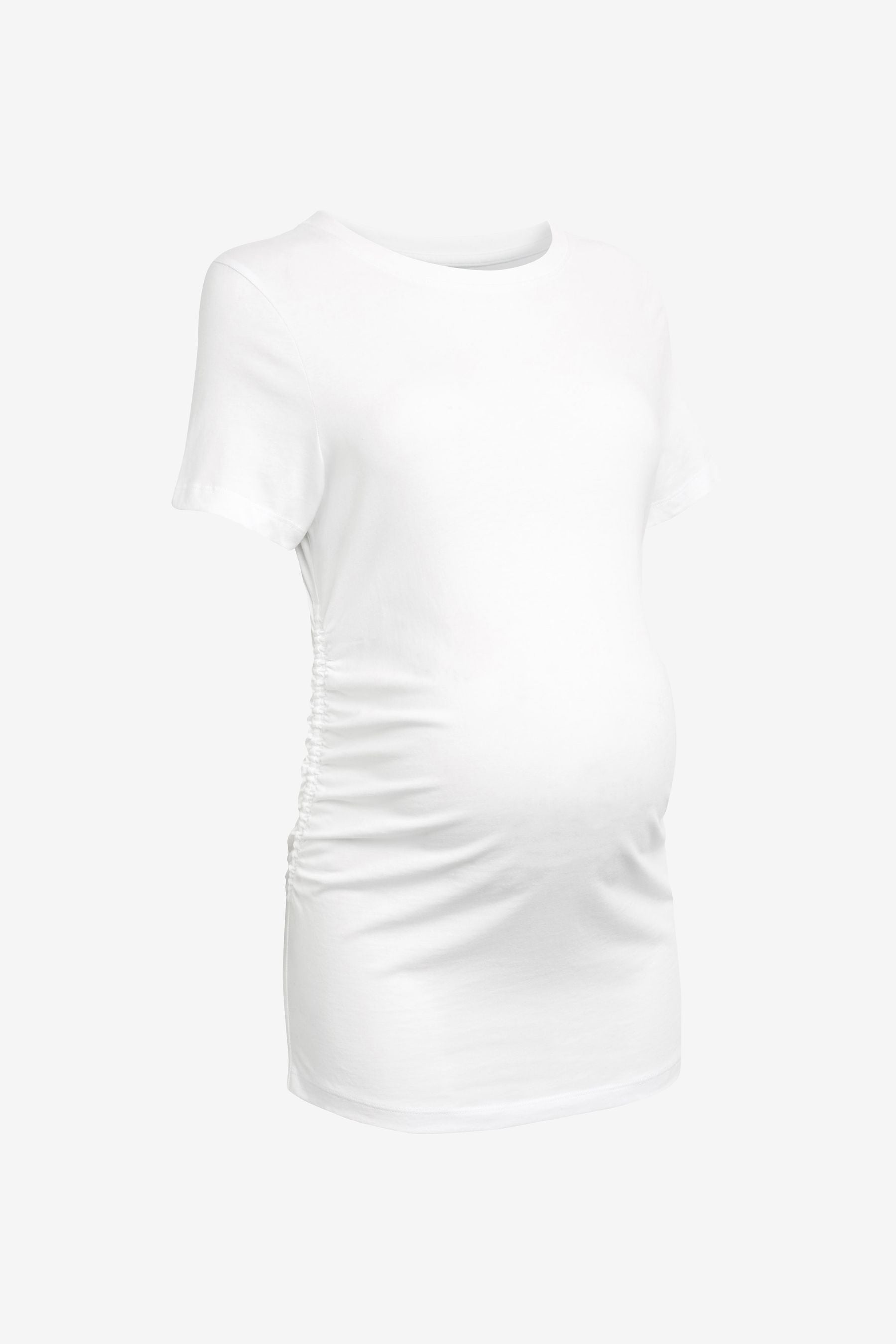 White Maternity Ruched Side T-Shirt