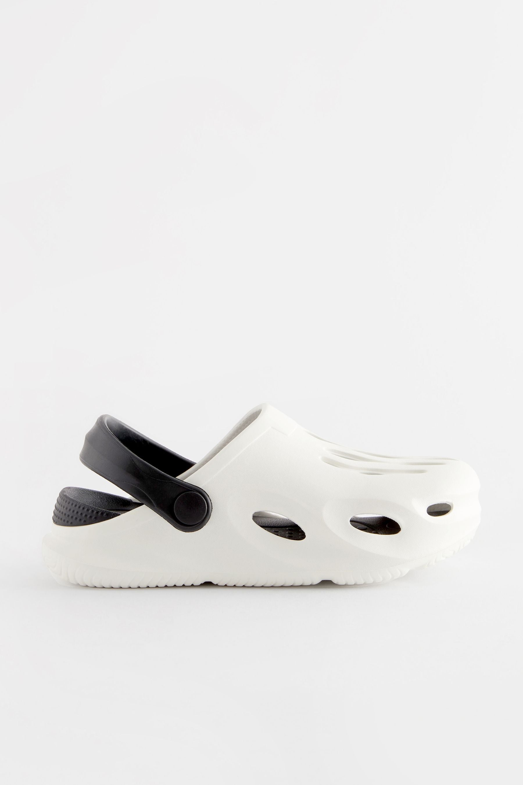 White Monochrome Clogs