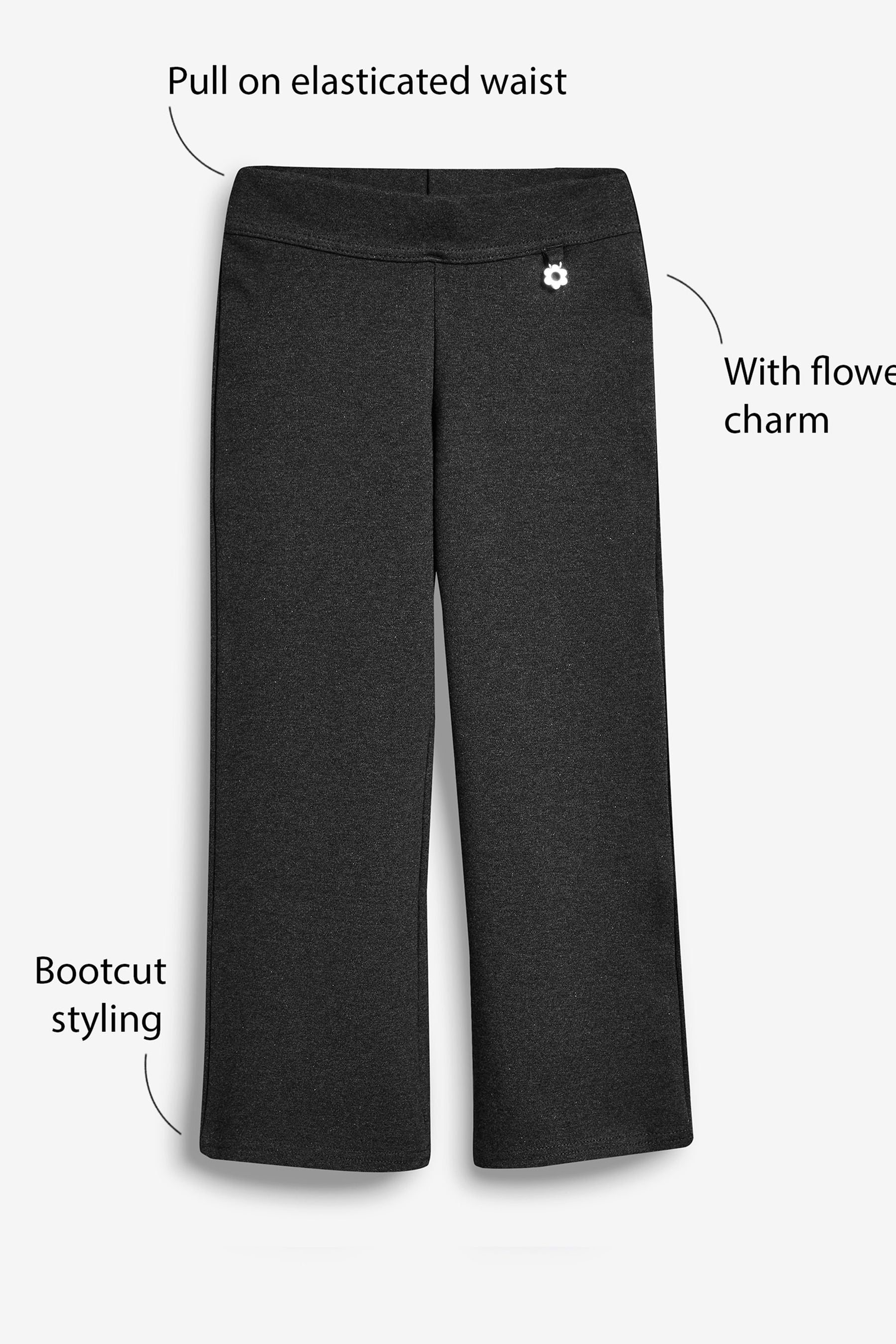 Charcoal Grey Cotton Rich Jersey Stretch Pull-On Boot Cut School Trousers (3-16yrs)