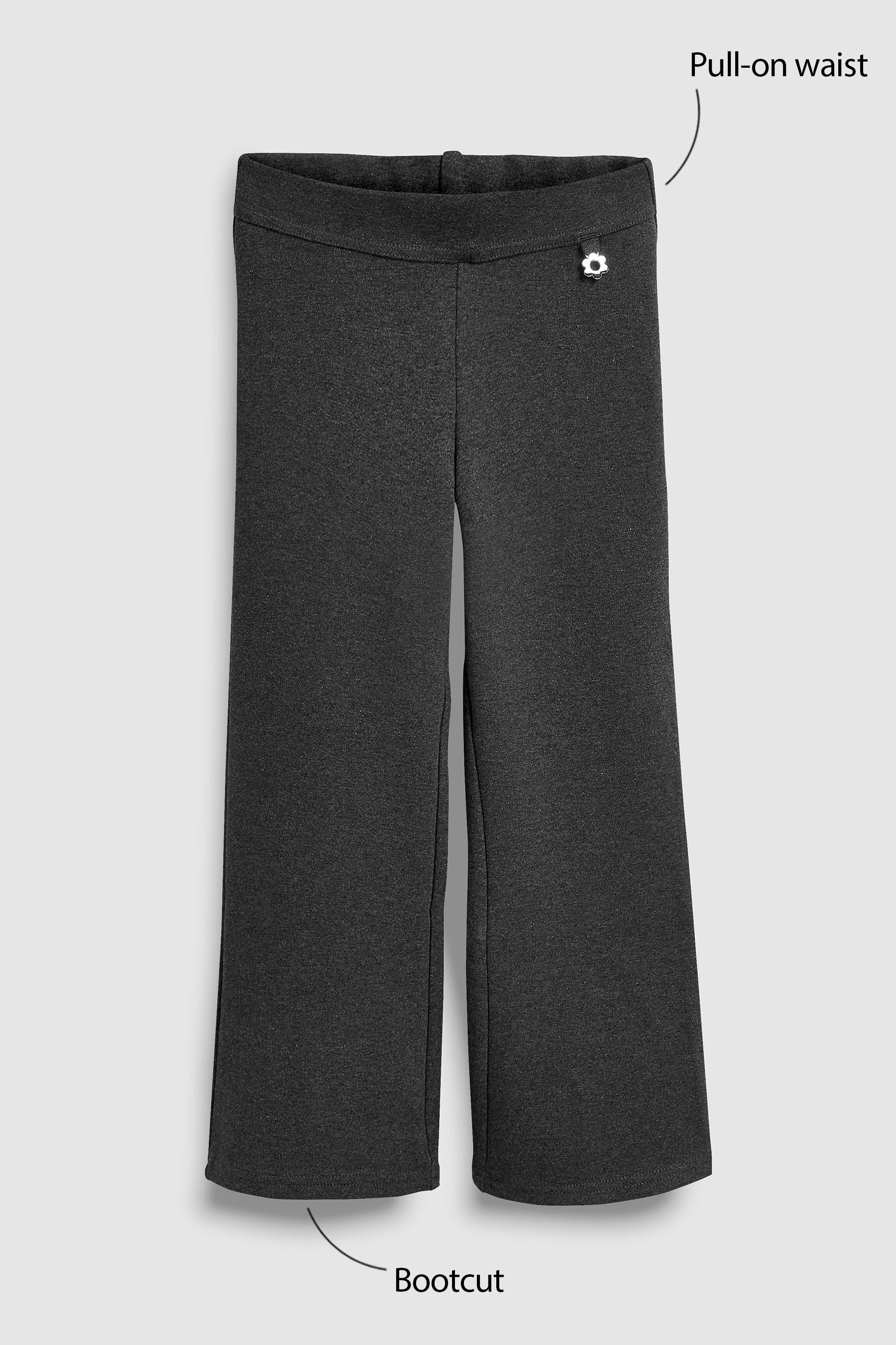 Charcoal Grey Cotton Rich Jersey Stretch Pull-On Boot Cut School Trousers (3-16yrs)