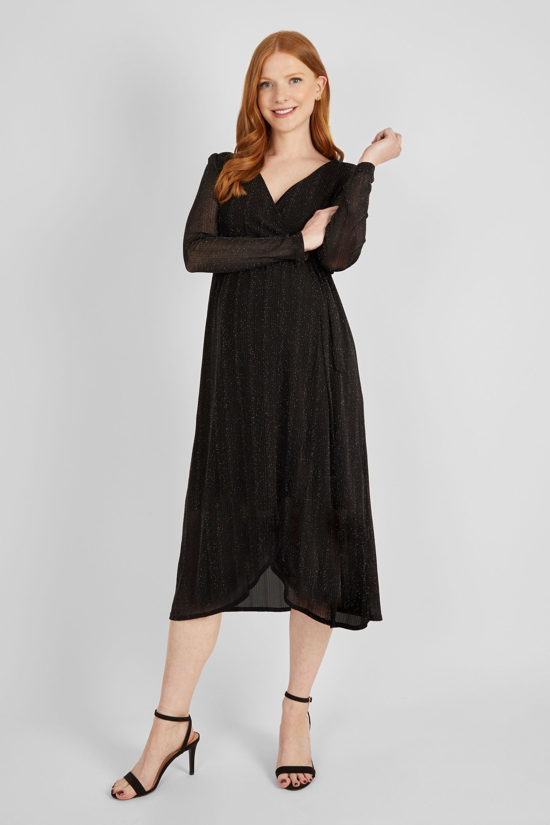 Black JoJo Maman Bébé Sparkle Wrap Maternity Dress