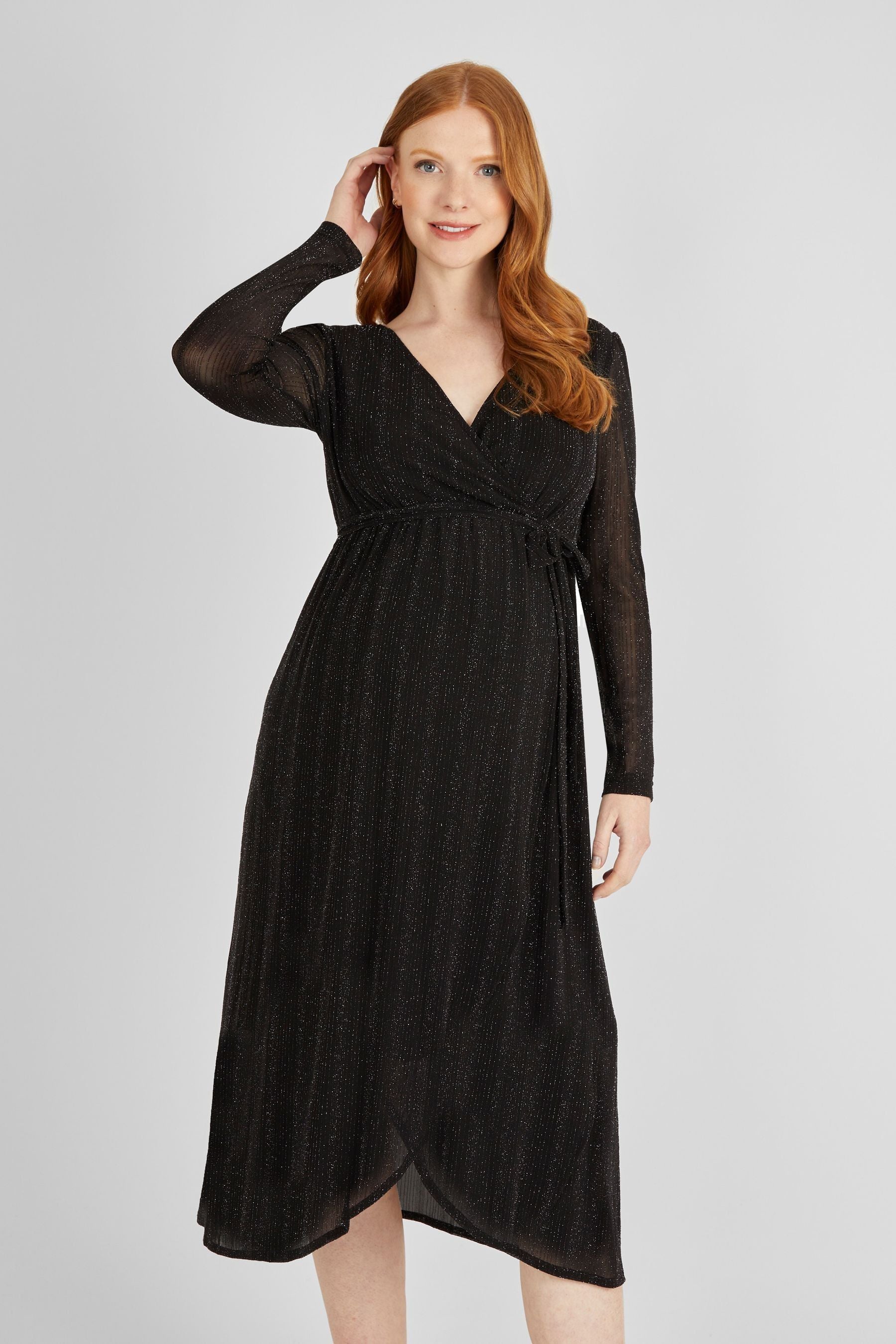 Black JoJo Maman Bébé Sparkle Wrap Maternity Dress