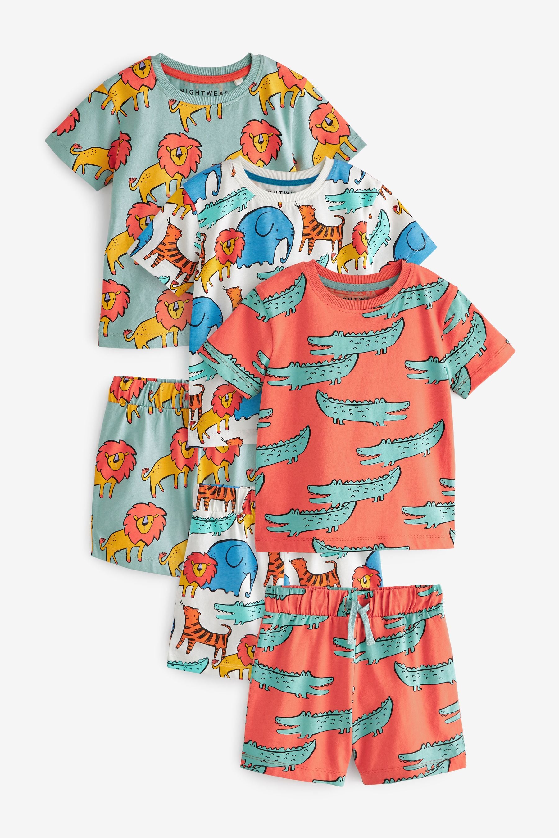 Bright Animal Short Sleeve 3 Pack Pyjama Set (9mths-12yrs)