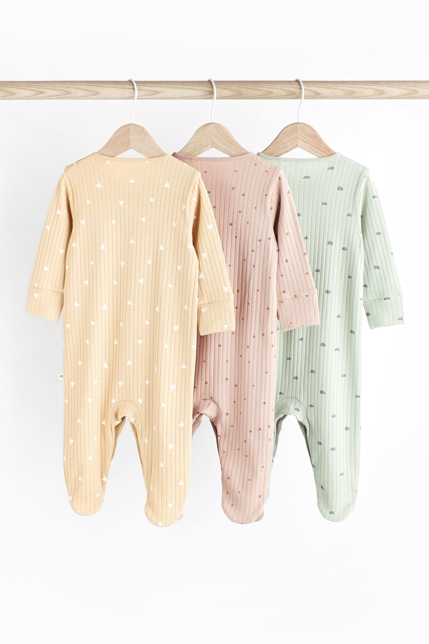 Multi Baby Cotton Sleepsuits 3 Pack (0-2yrs)