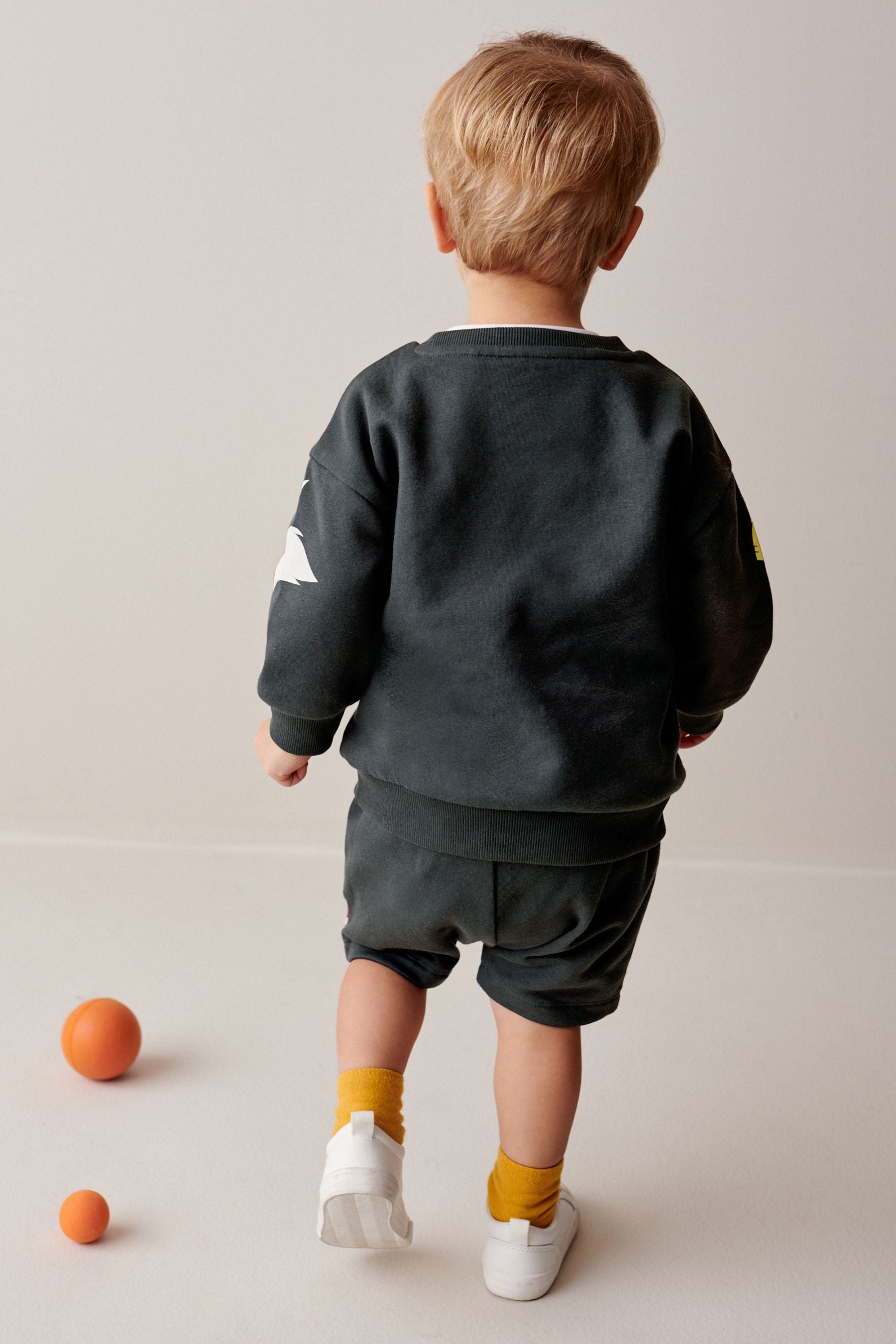 Charcoal Grey Looney Tunes Crew Sweatshirt and Shorts Set (3mths-8yrs)