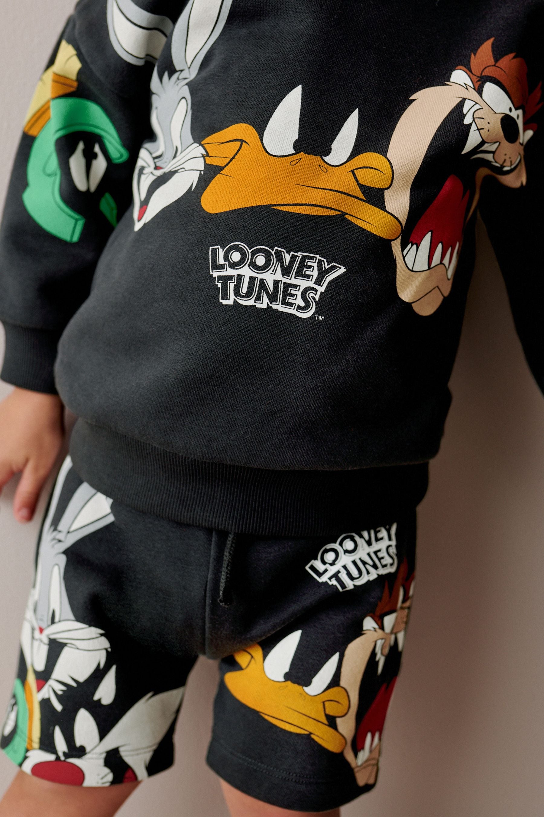 Charcoal Grey Looney Tunes Crew Sweatshirt and Shorts Set (3mths-8yrs)