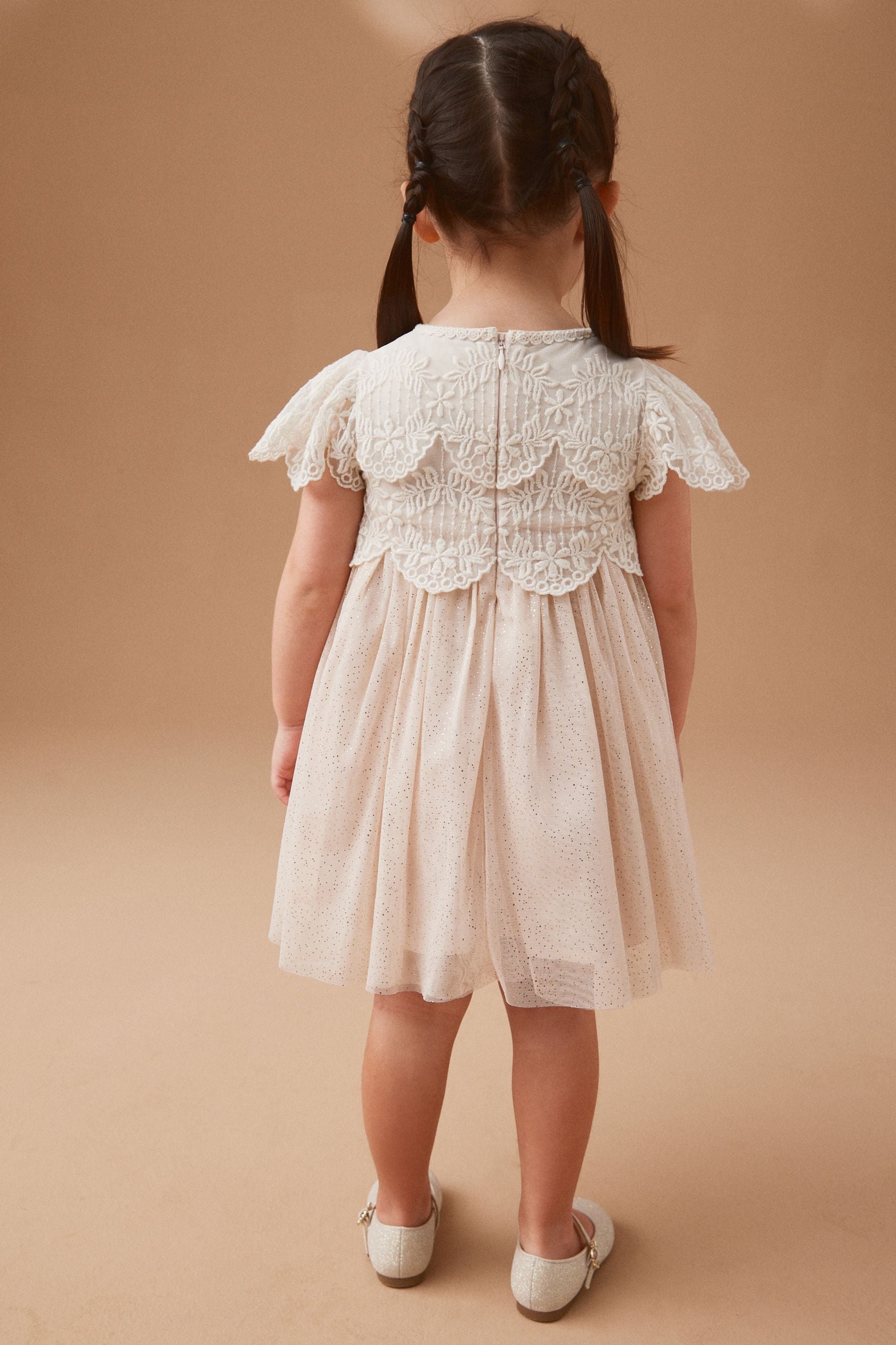 Pink Mesh Lace Dress (3mths-7yrs)