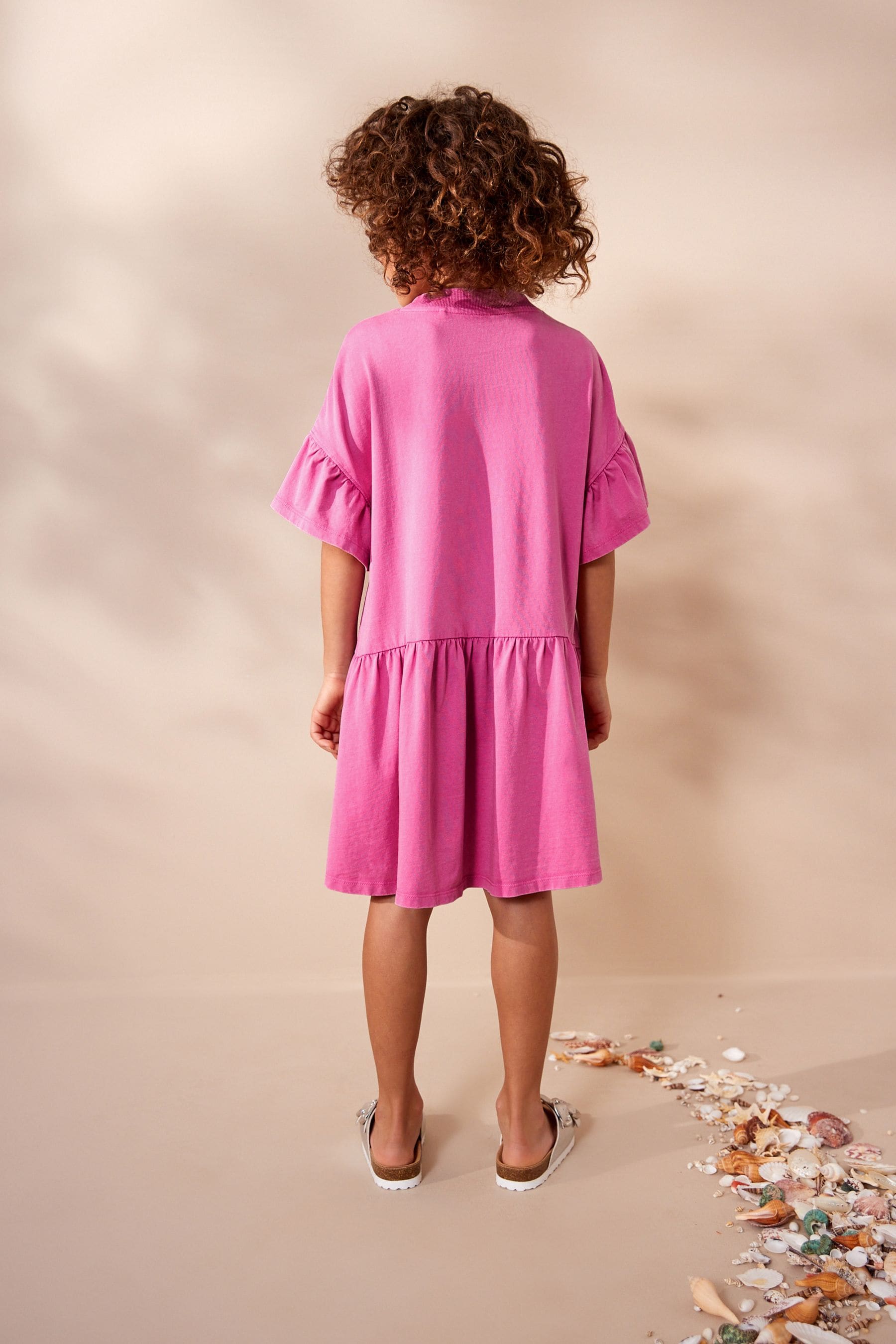 Pink Crochet Embellished Short Sleeve Jersey Dress (3-16yrs)