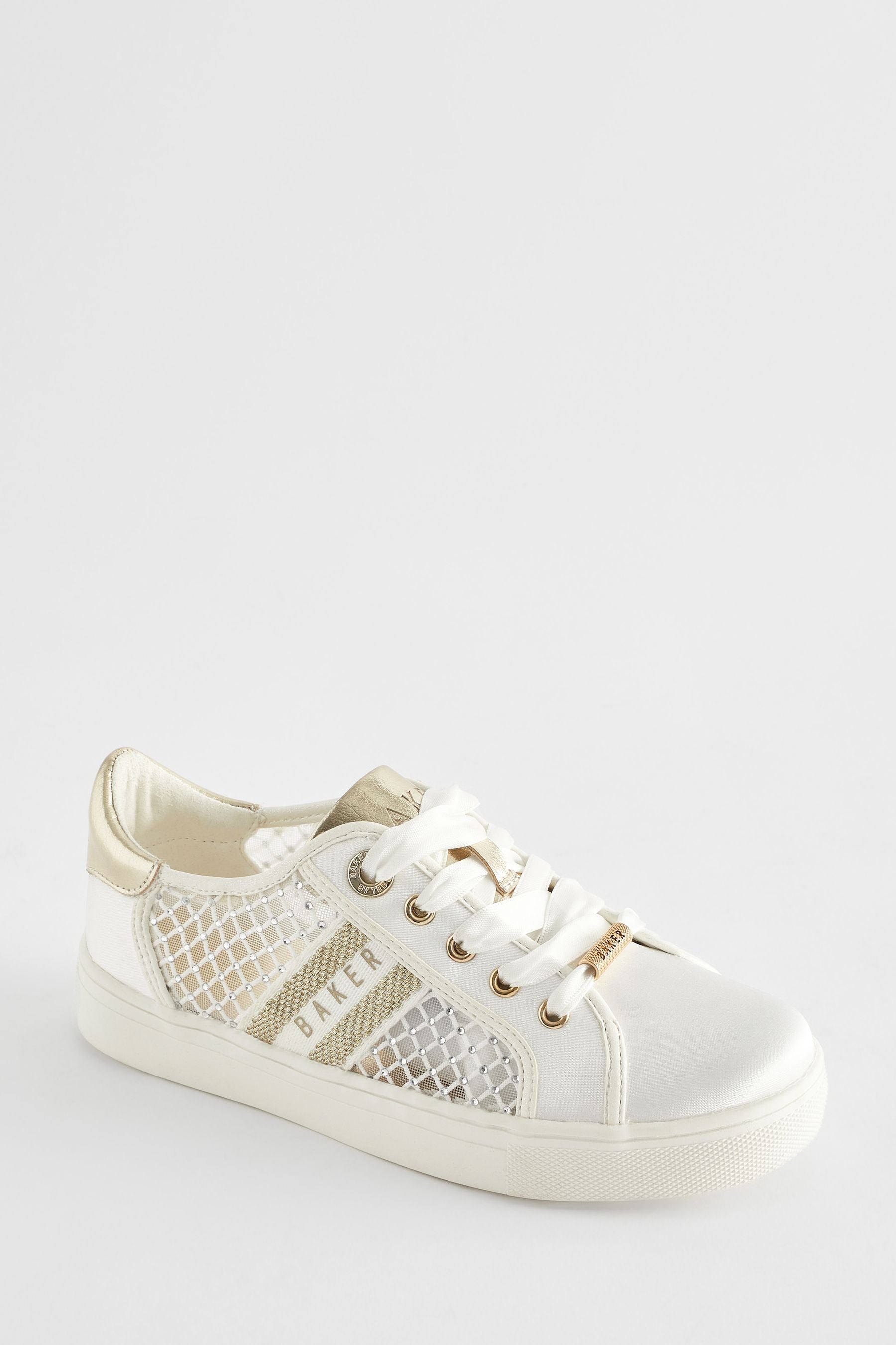 Ivory Baker by Ted Baker Girls Diamanté Lace Up Trainers