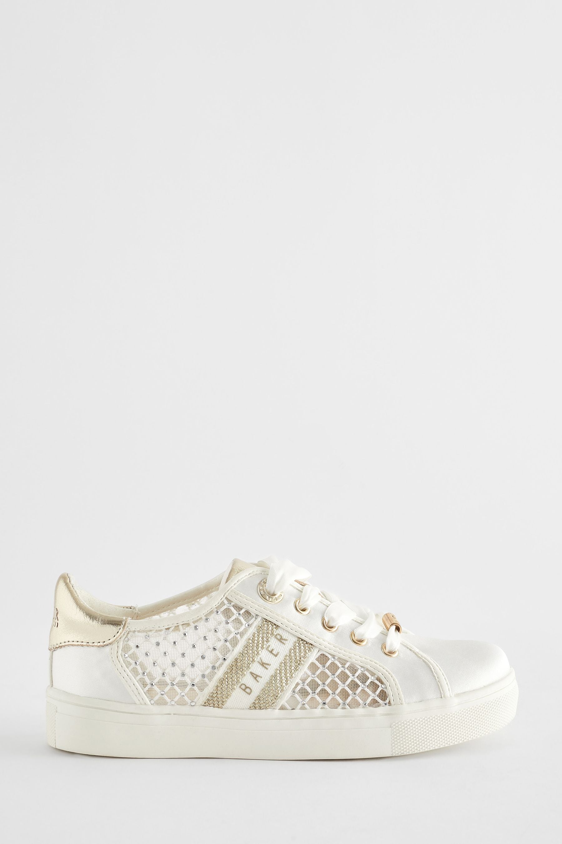 Ivory Baker by Ted Baker Girls Diamanté Lace Up Trainers