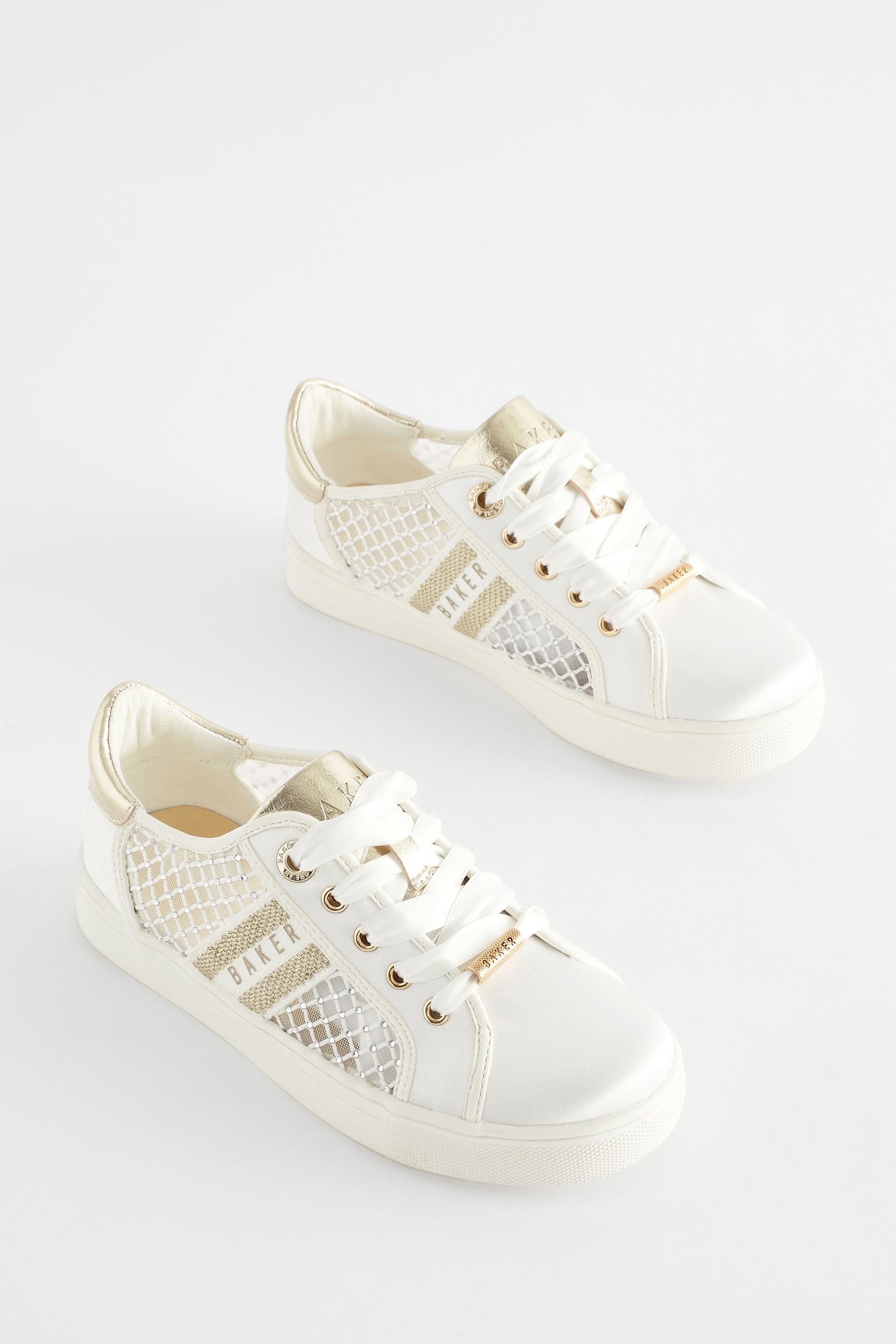 Ivory Baker by Ted Baker Girls Diamanté Lace Up Trainers