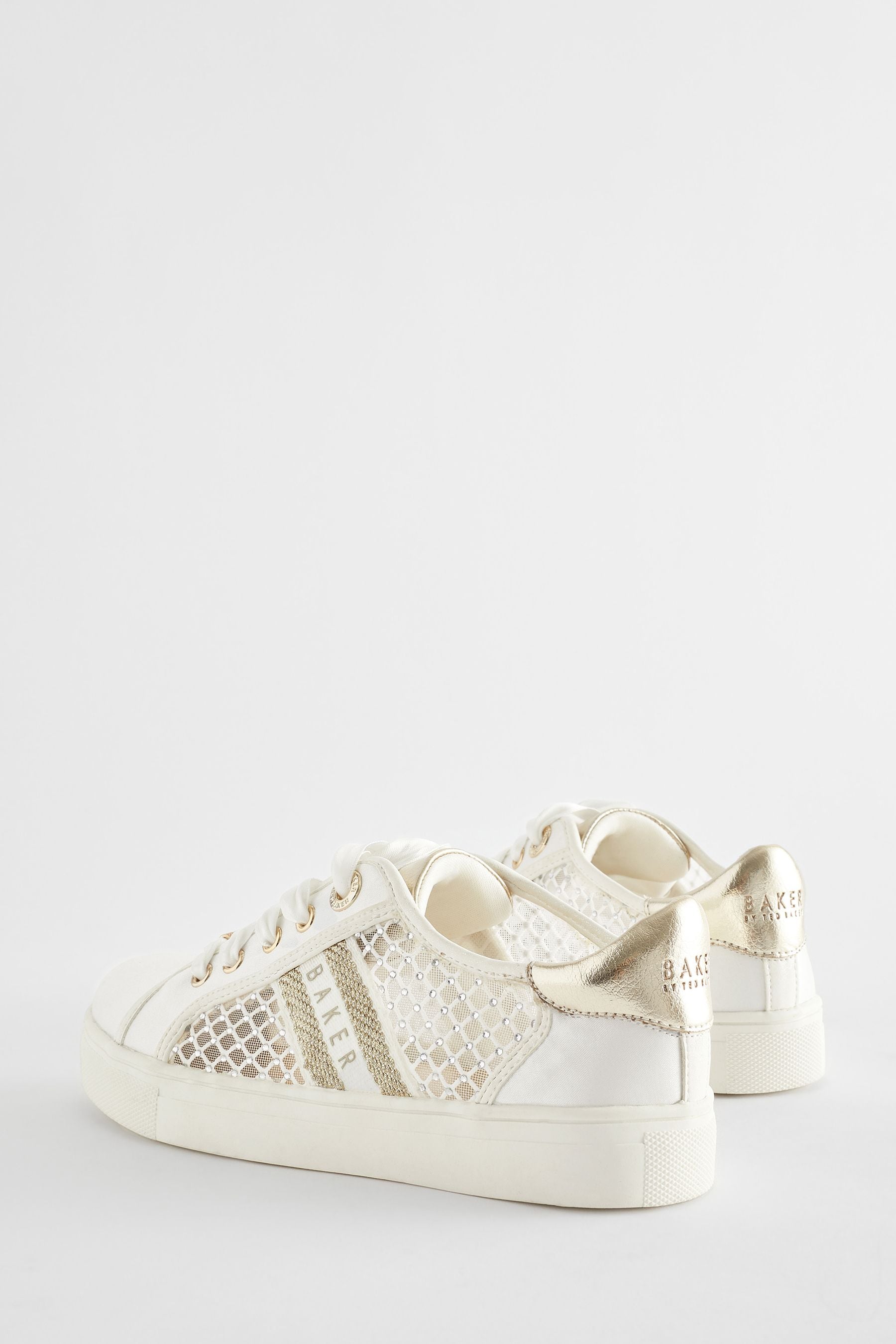 Ivory Baker by Ted Baker Girls Diamanté Lace Up Trainers