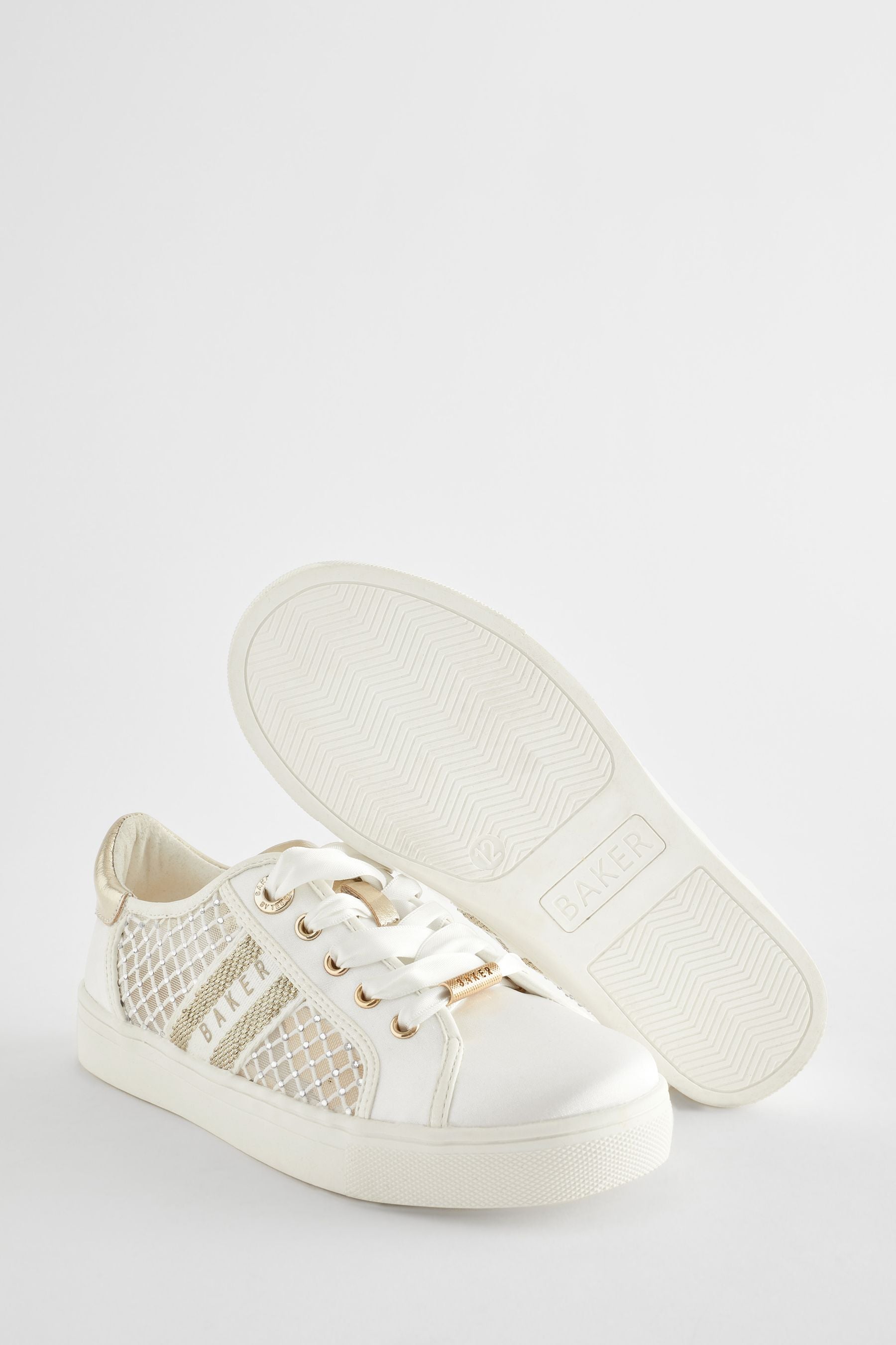 Ivory Baker by Ted Baker Girls Diamanté Lace Up Trainers