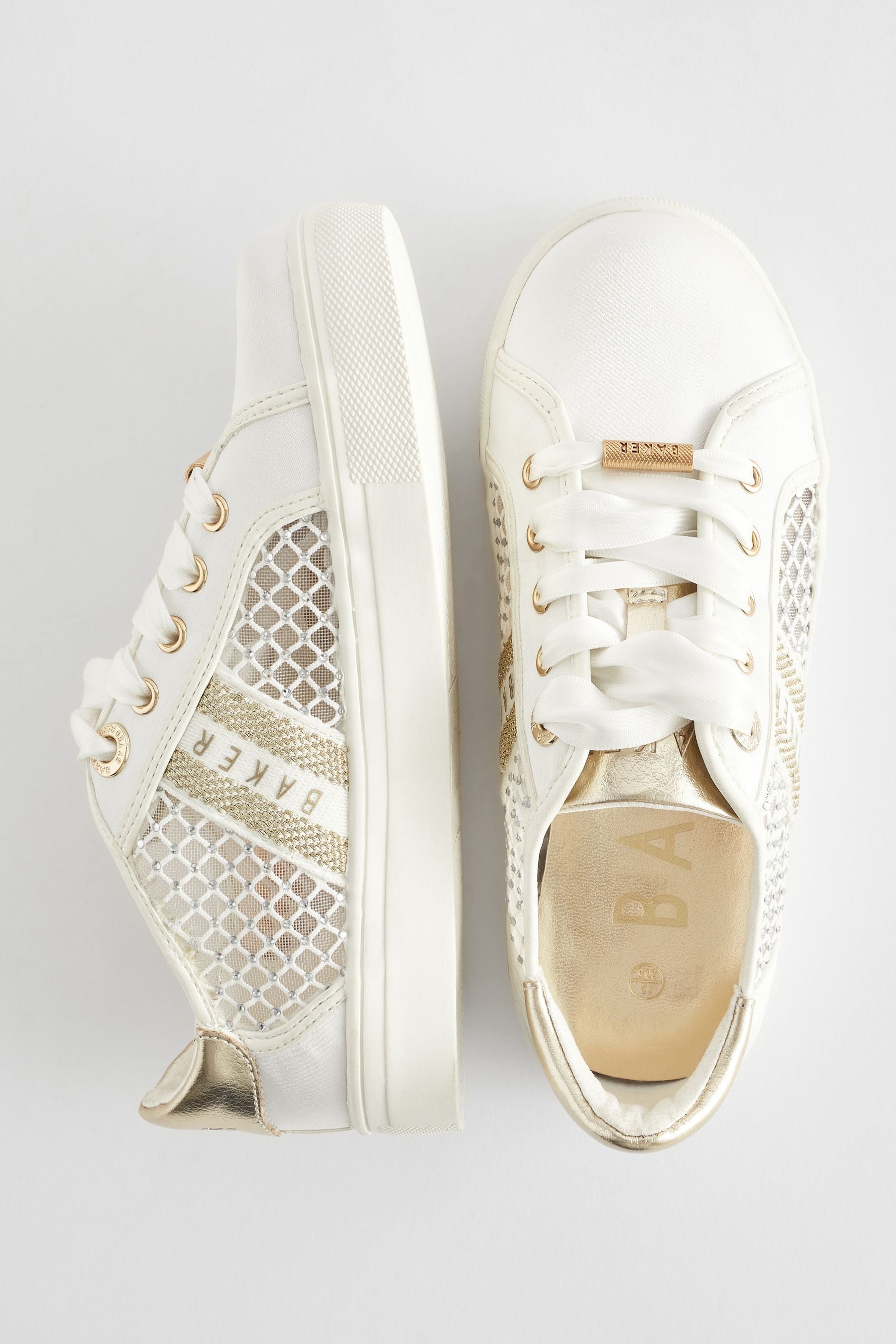 Ivory Baker by Ted Baker Girls Diamanté Lace Up Trainers