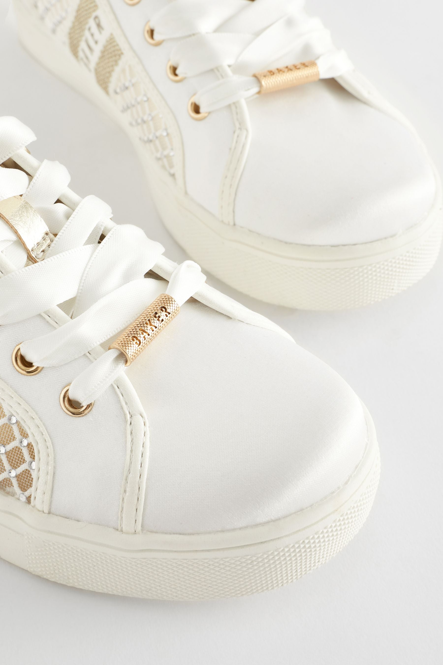 Ivory Baker by Ted Baker Girls Diamanté Lace Up Trainers