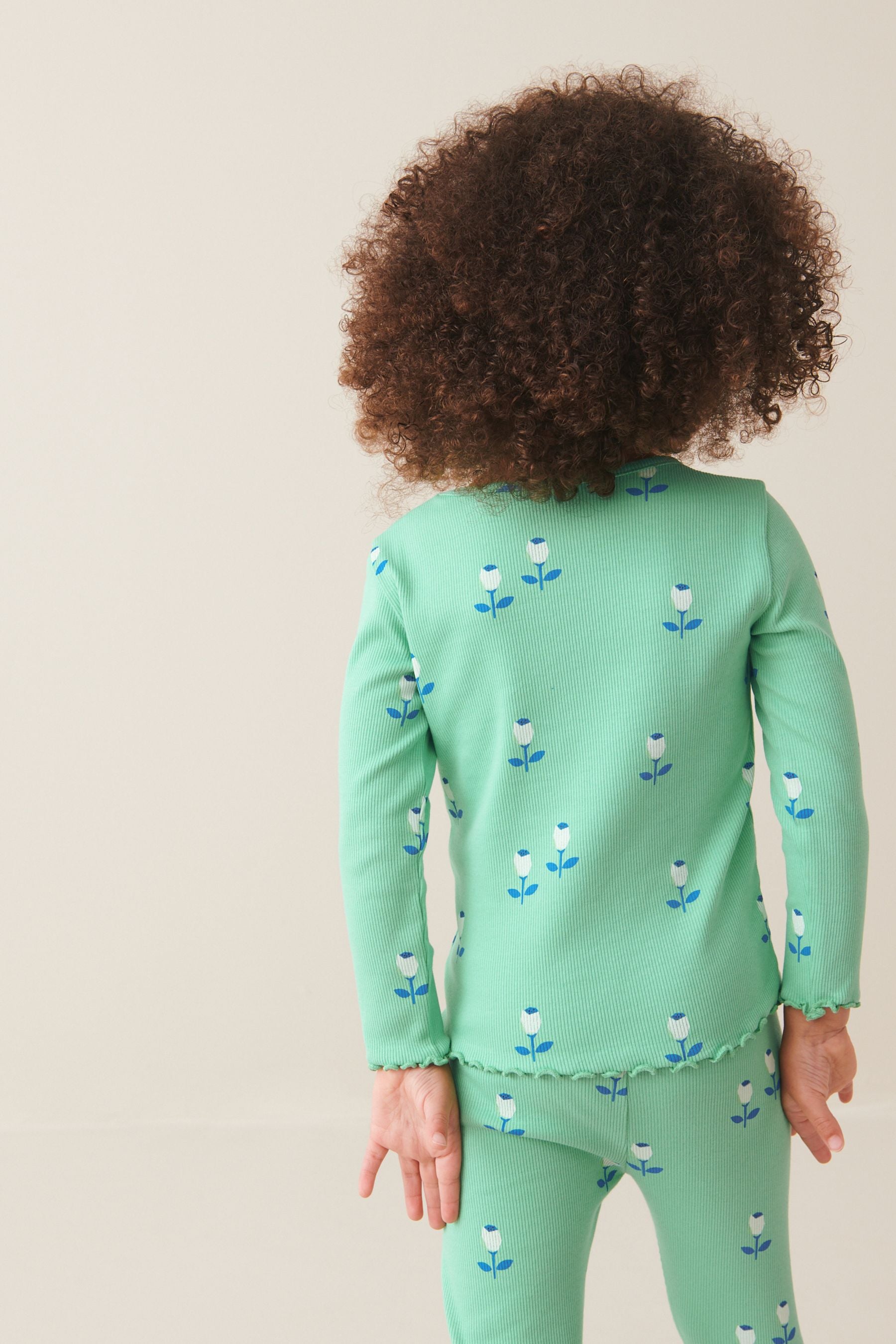 Green Flower T-Shirt Cotton-Rich Long Sleeve Rib T-Shirt (3mths-7yrs)