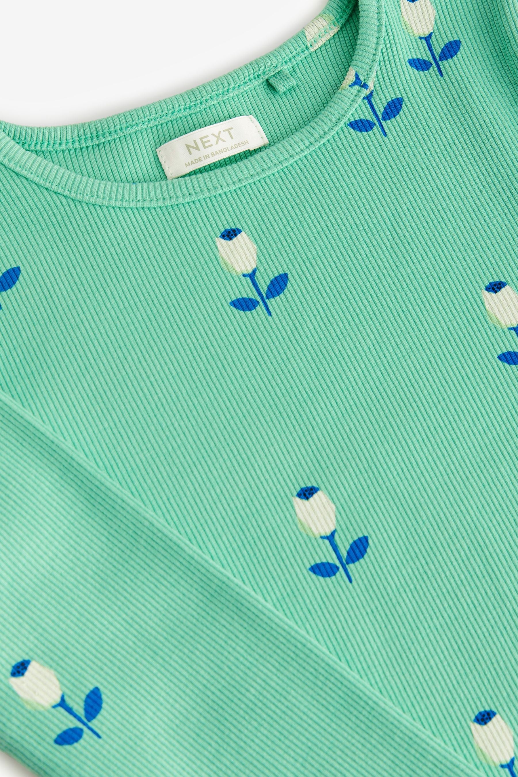 Green Flower T-Shirt Cotton-Rich Long Sleeve Rib T-Shirt (3mths-7yrs)