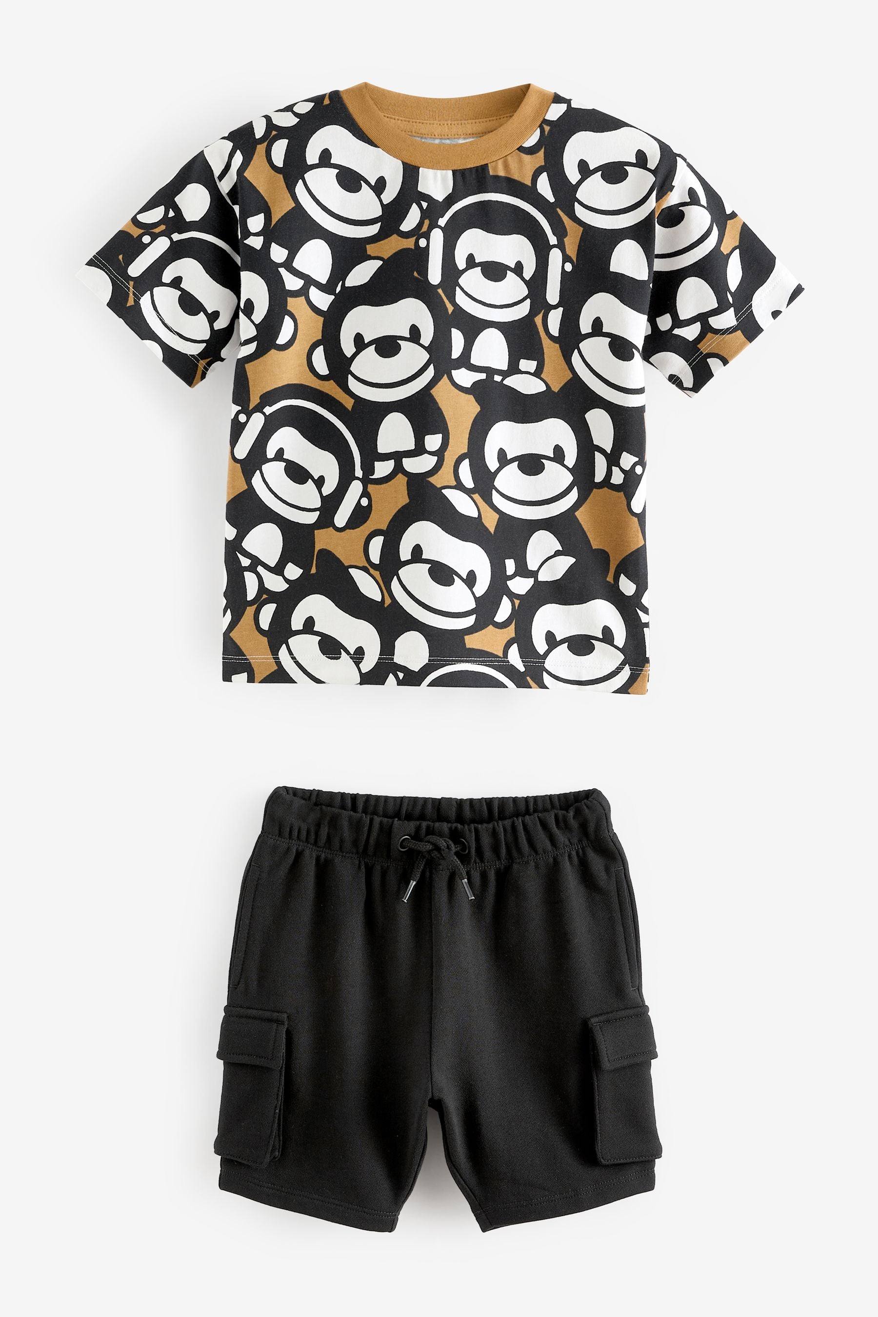 Black/Brown T-Shirt And Shorts Set (3mths-7yrs)