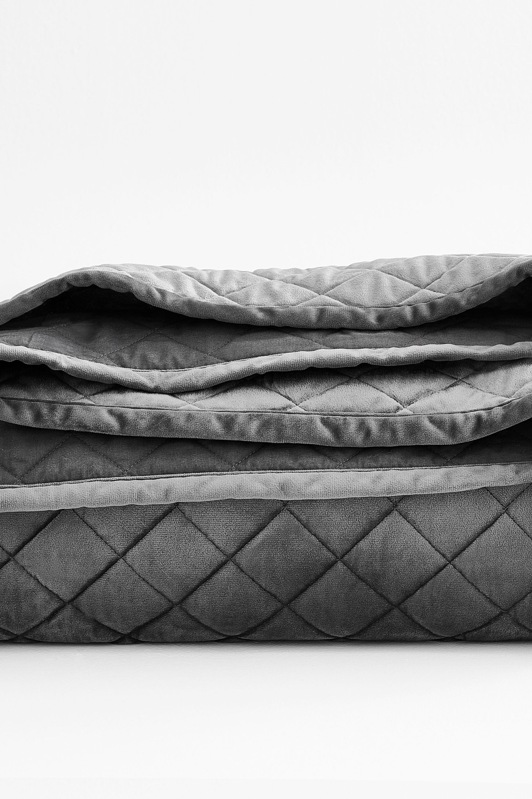 Charcoal Grey Hamilton Velvet Quilted Bedspread