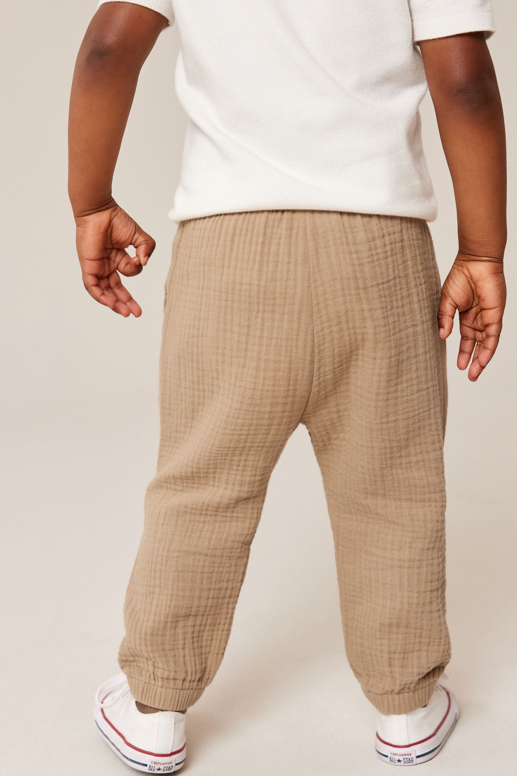 Tan Brown Soft Textured Cotton Trousers (3mths-7yrs)