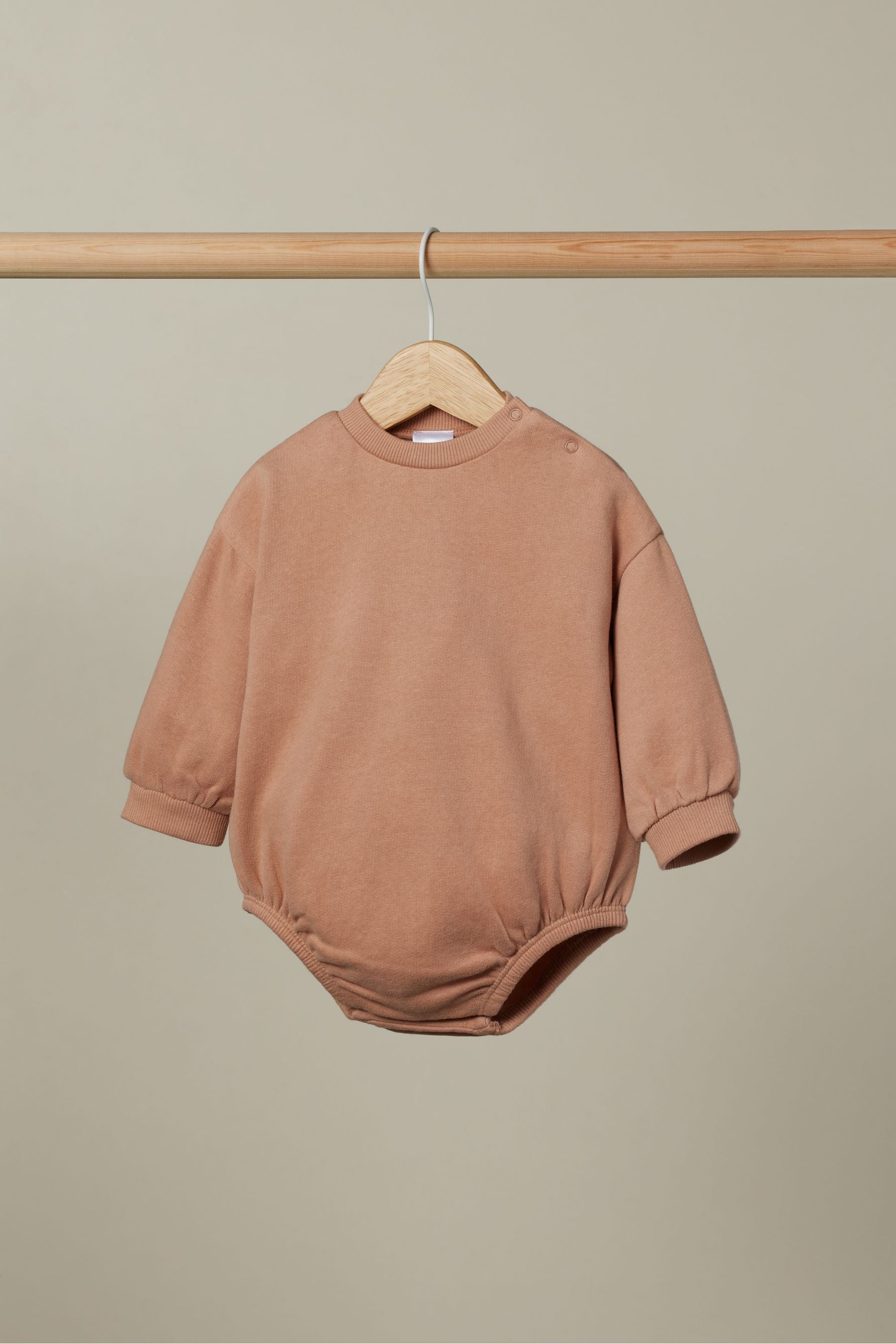 Rust Brown Cosy Sweat Jersey Bubble Bum Baby Romper (0mths-2yrs)