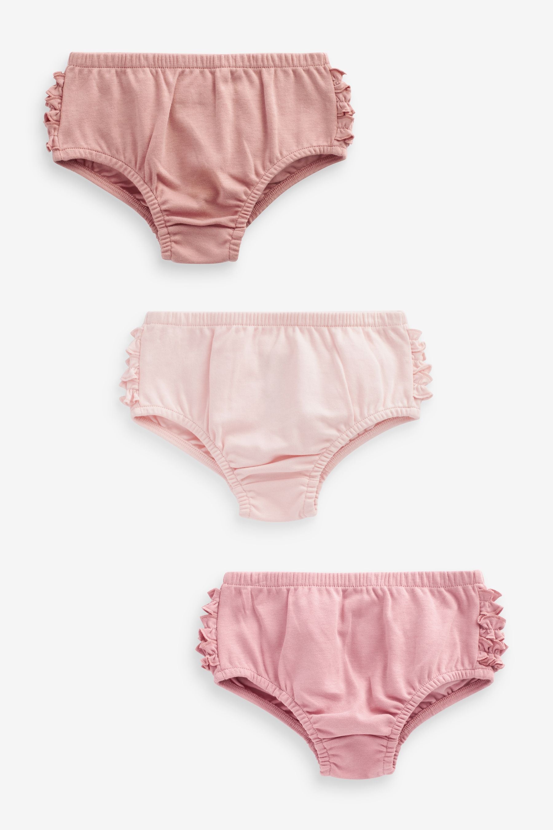 Pink 100% Cotton Baby Knickers 3 Pack (0mths-2yrs)