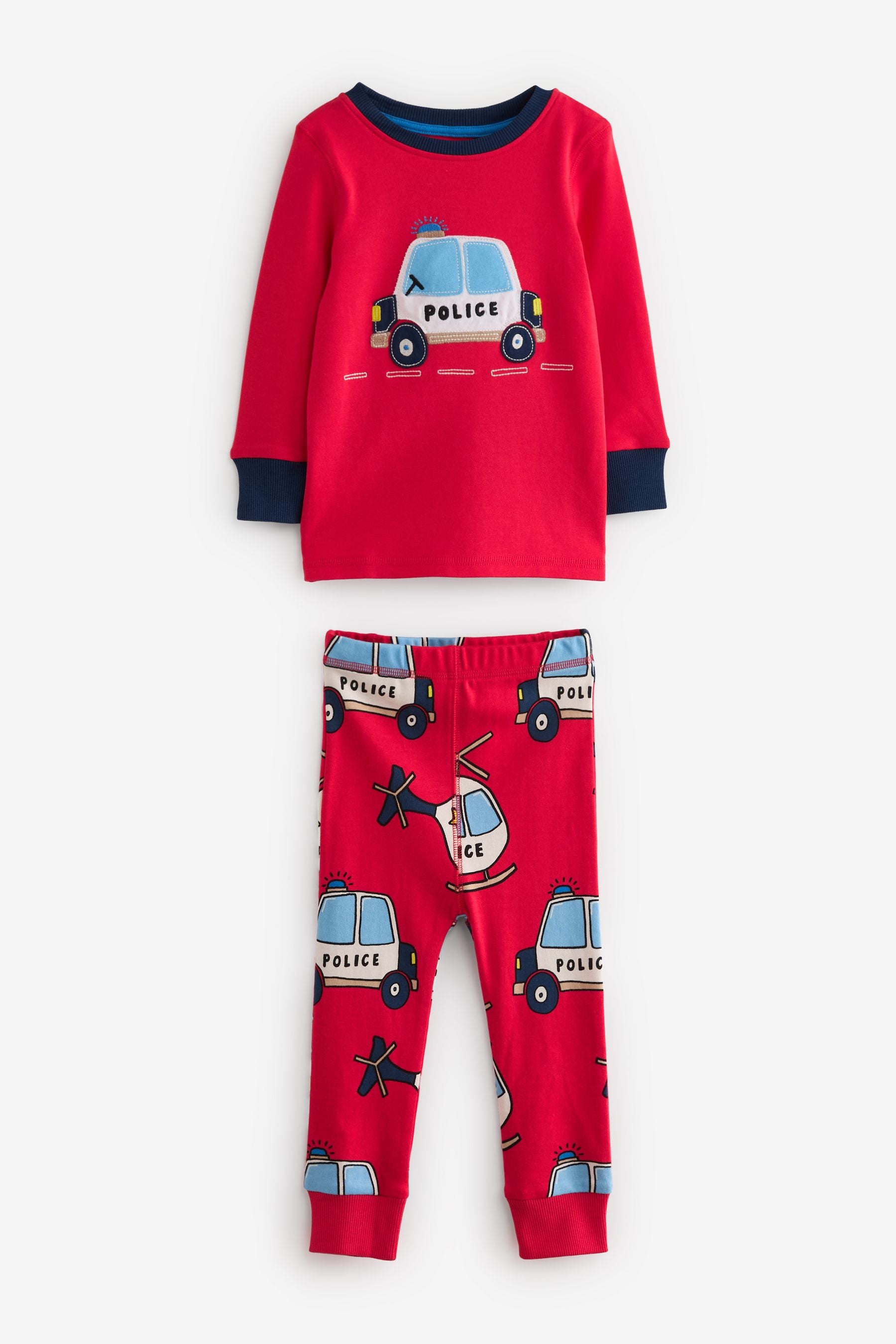 Red/Blue Emergency Vehicles 3 Pack Long Sleeve Pyjamas Set (9mths-8yrs)