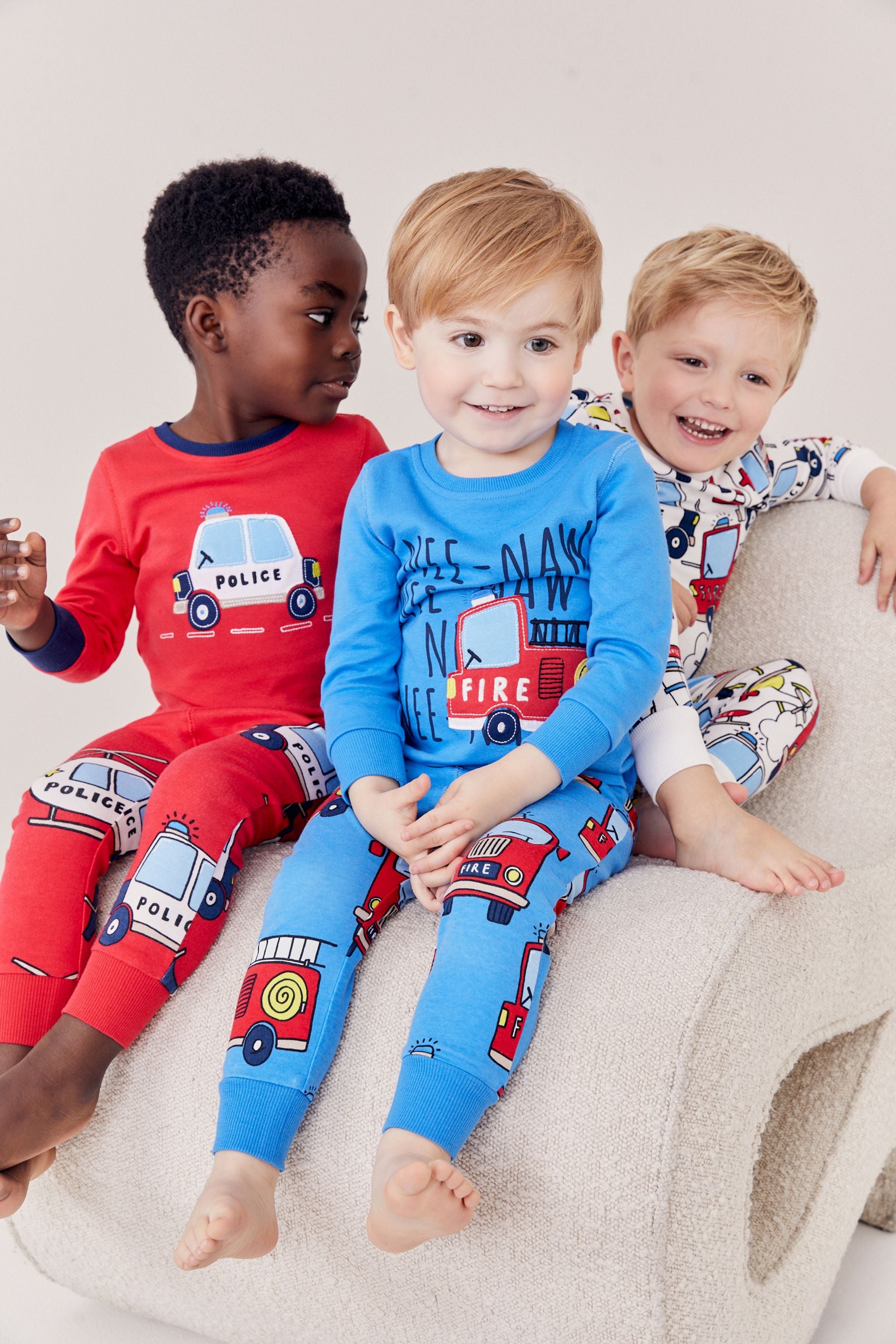 Red/Blue Emergency Vehicles 3 Pack Long Sleeve Pyjamas Set (9mths-8yrs)