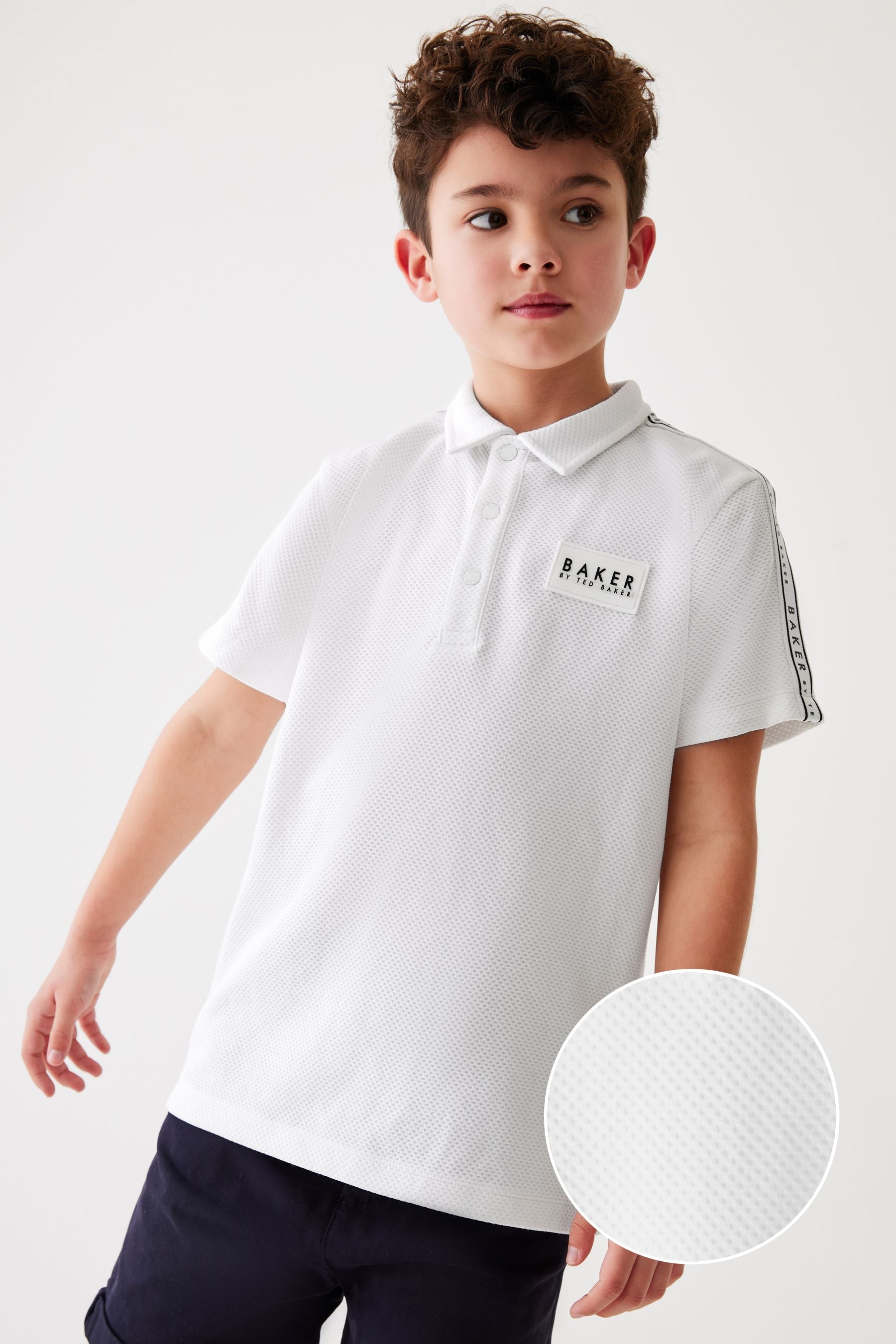 White Baker by Ted Baker Textured White Polo Shirt