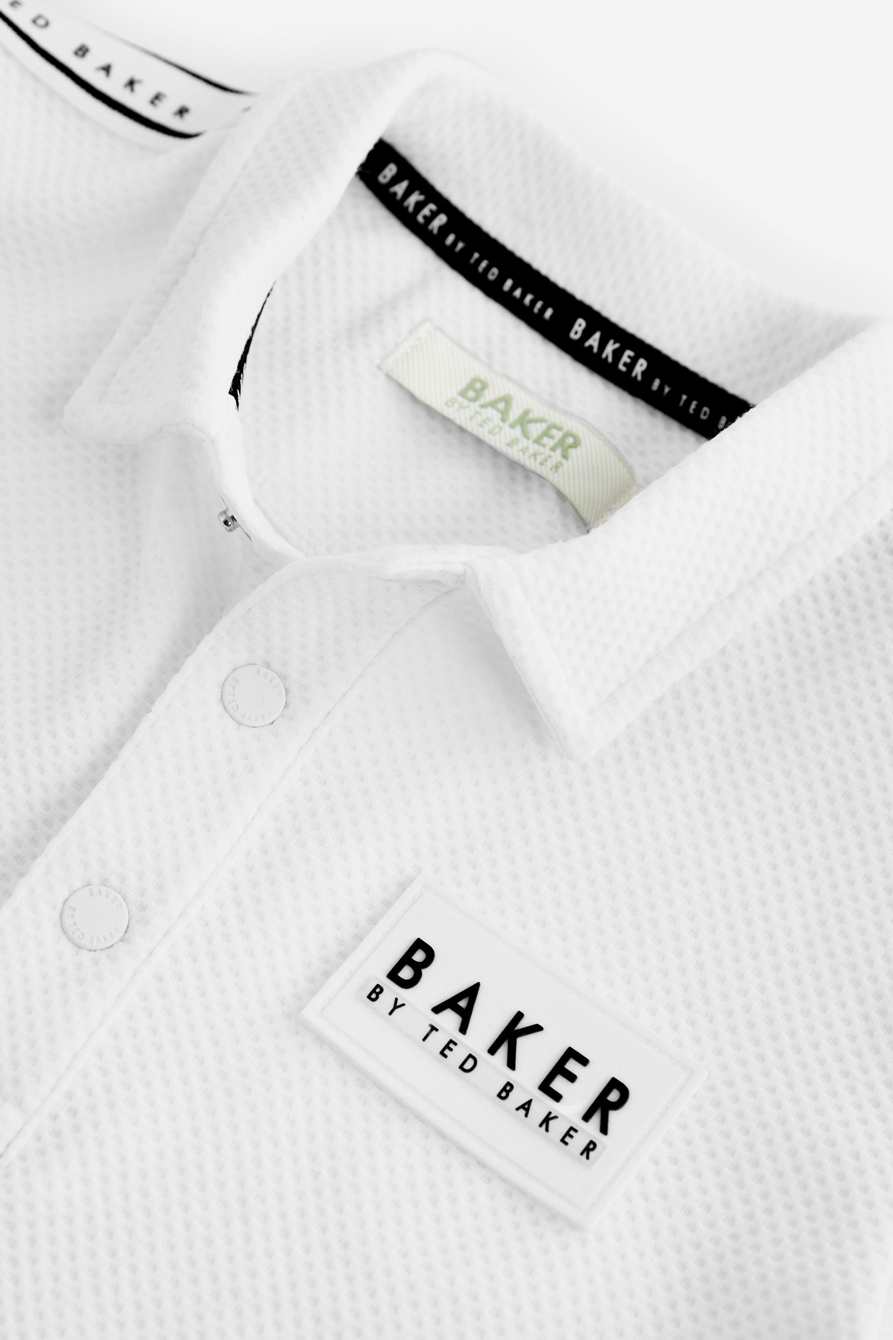 White Baker by Ted Baker Textured White Polo Shirt