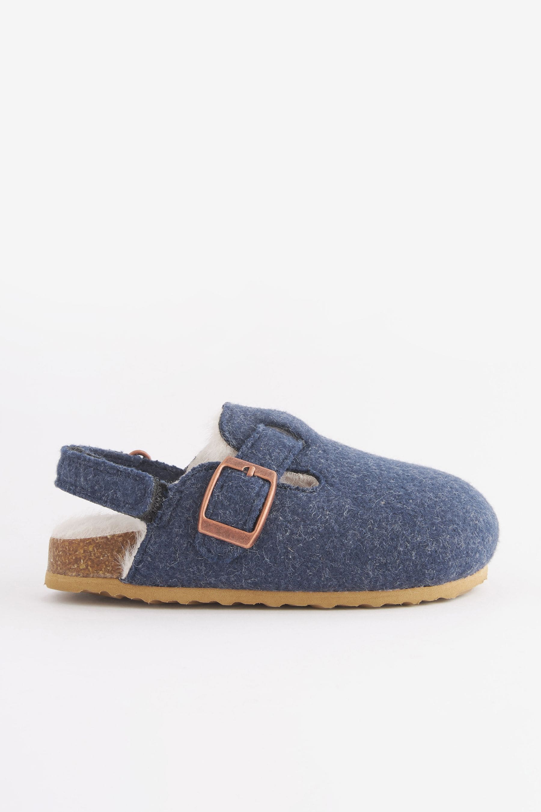 Navy Blue Faux Fur Lined Clog Slippers