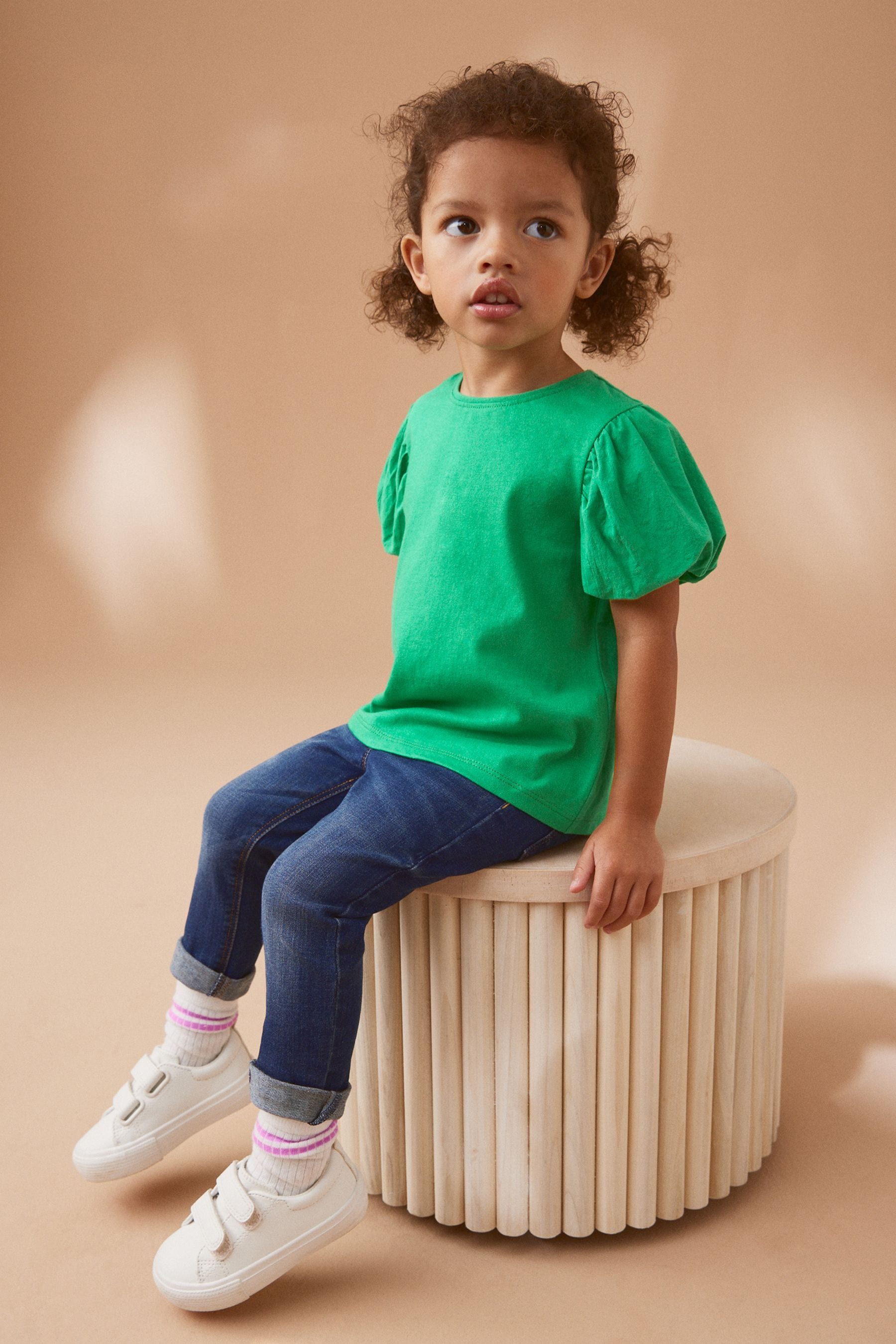 Green Puff Short Sleeve 100% Cotton T-Shirt (3mths-7yrs)