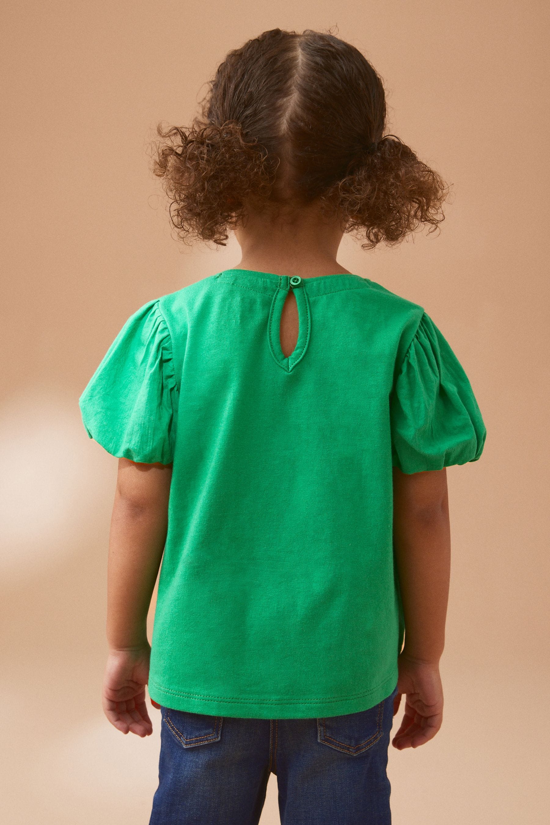 Green Puff Short Sleeve 100% Cotton T-Shirt (3mths-7yrs)