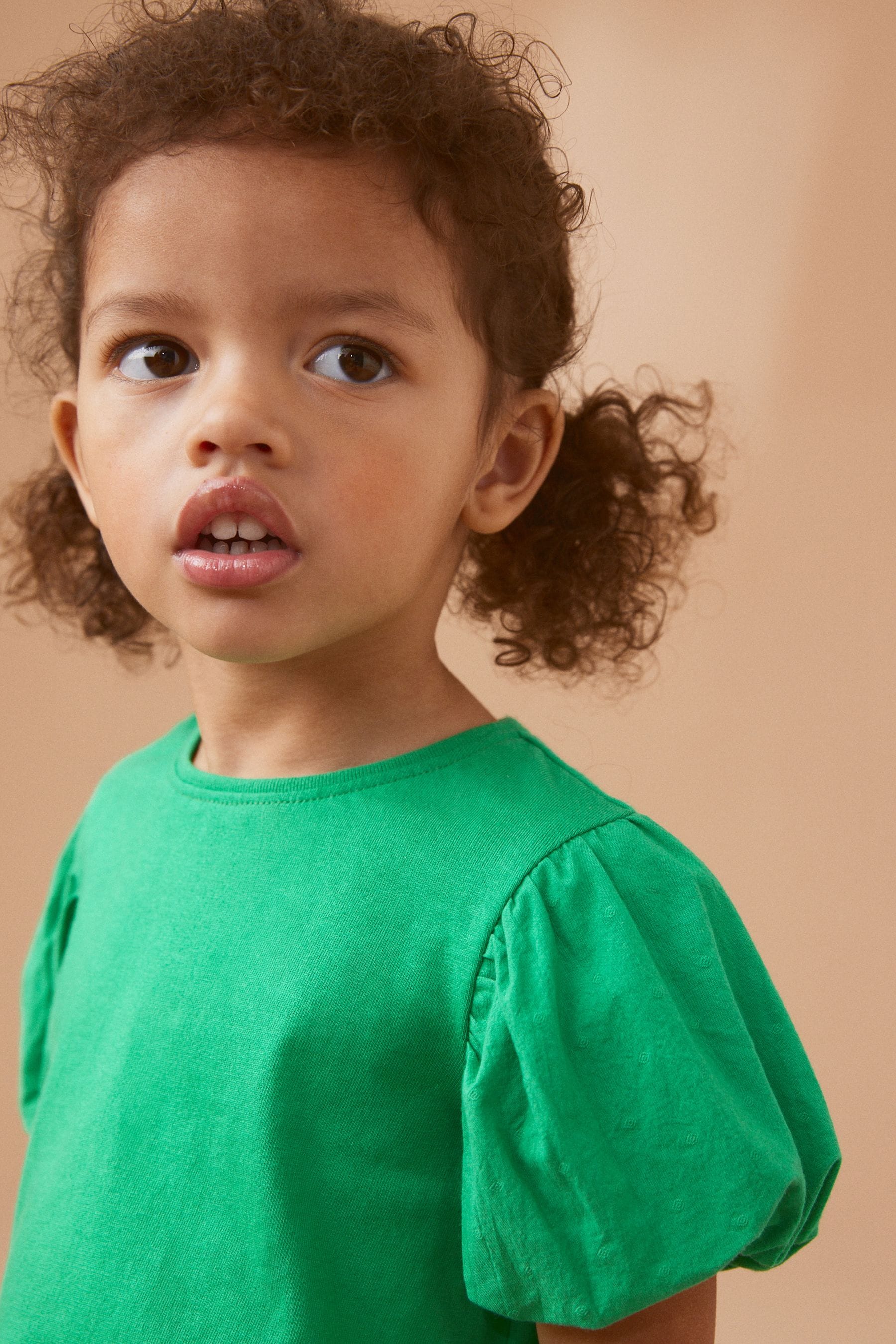 Green Puff Short Sleeve 100% Cotton T-Shirt (3mths-7yrs)