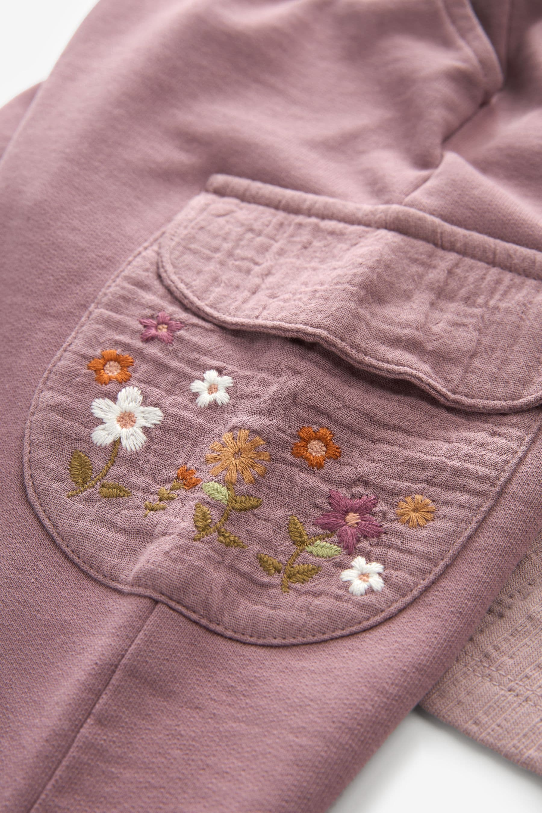 Purple Floral Embroidered Short Sleeve T-Shirt and Cargo Set (3mths-7yrs)