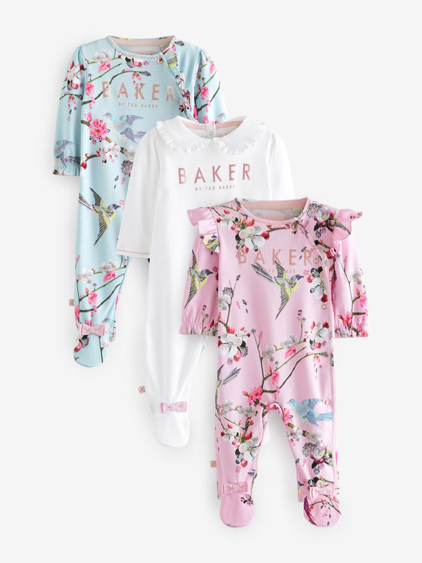 Baker by Ted Baker 100% Cotton Sleepsuits 3 Pack