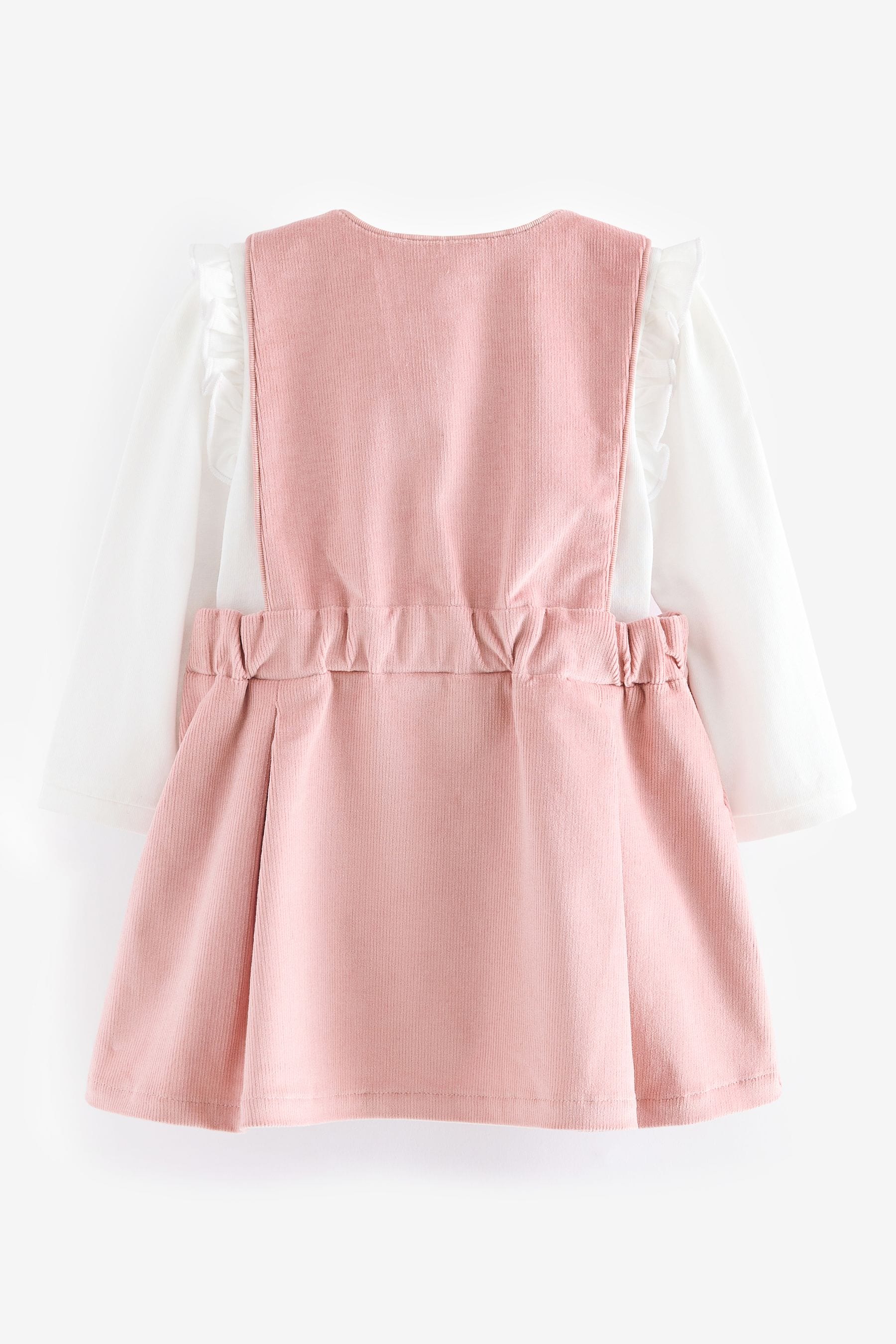 Baker by Ted Baker Pink Bow Pleat Pinafore Dress And Frill T-Shirt Set