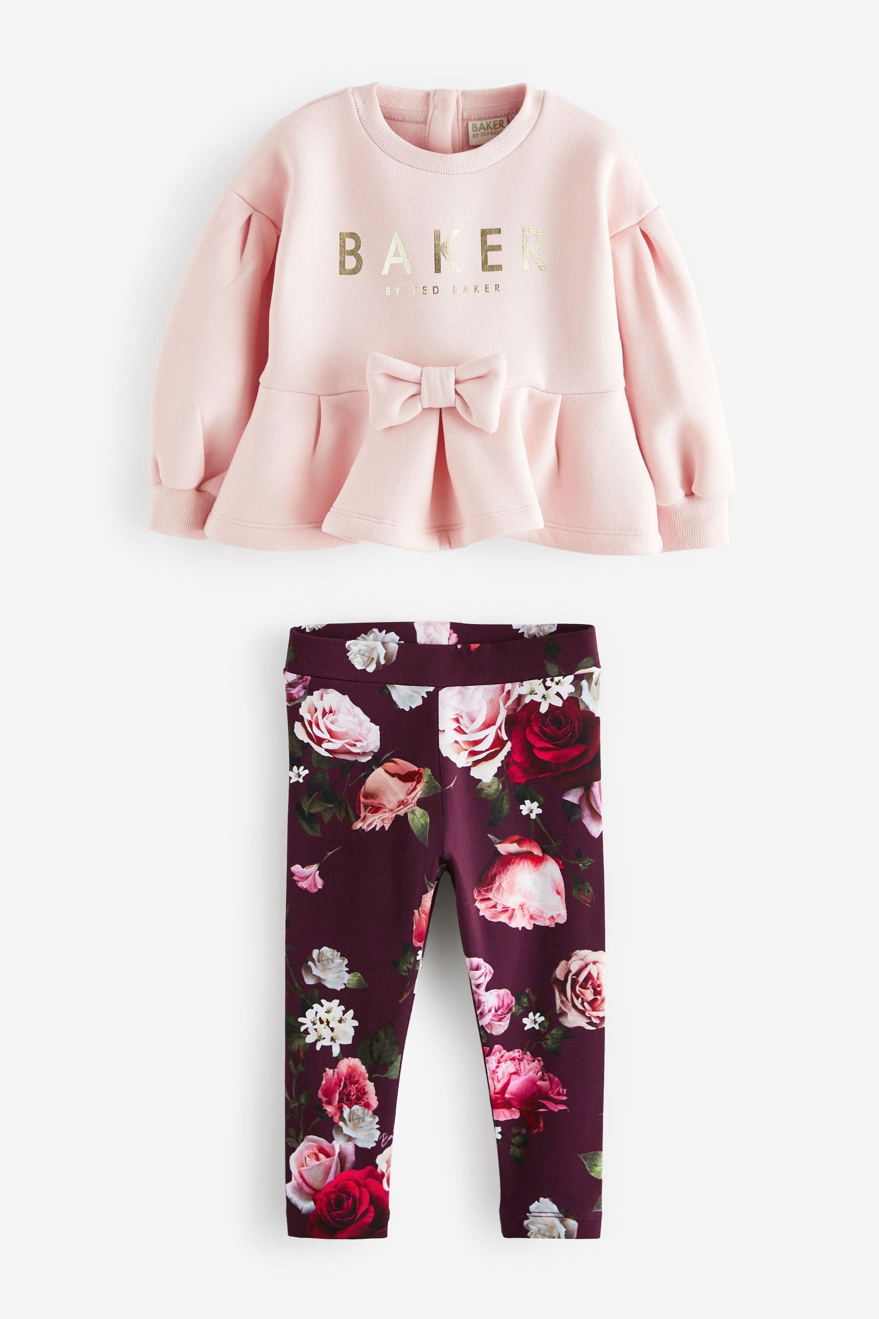 Baker by Ted Baker Pink Peplum Sweater And Leggings Set