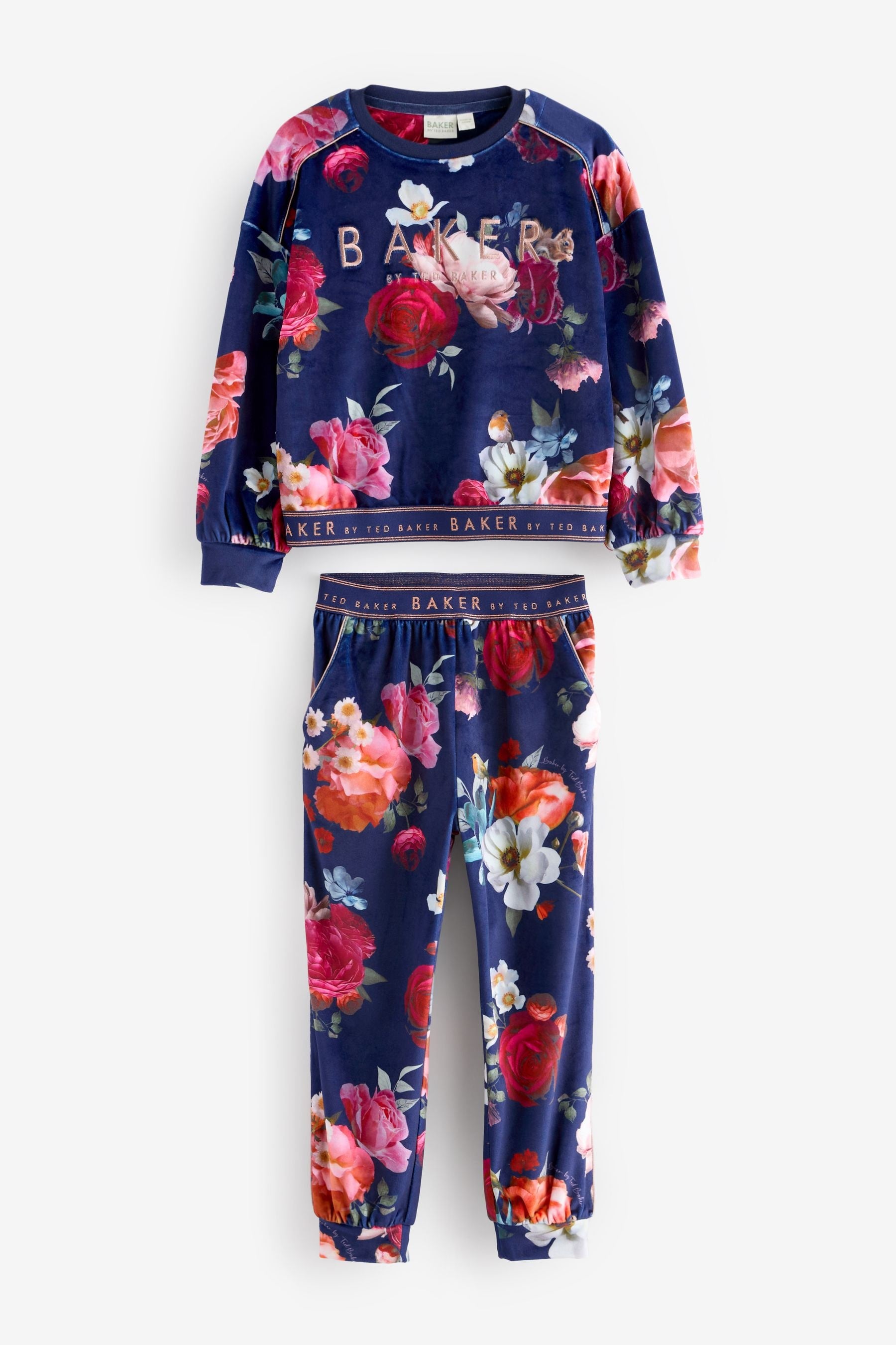 Baker by Ted Baker Navy Floral Cosy Fleece Pyjamas Set