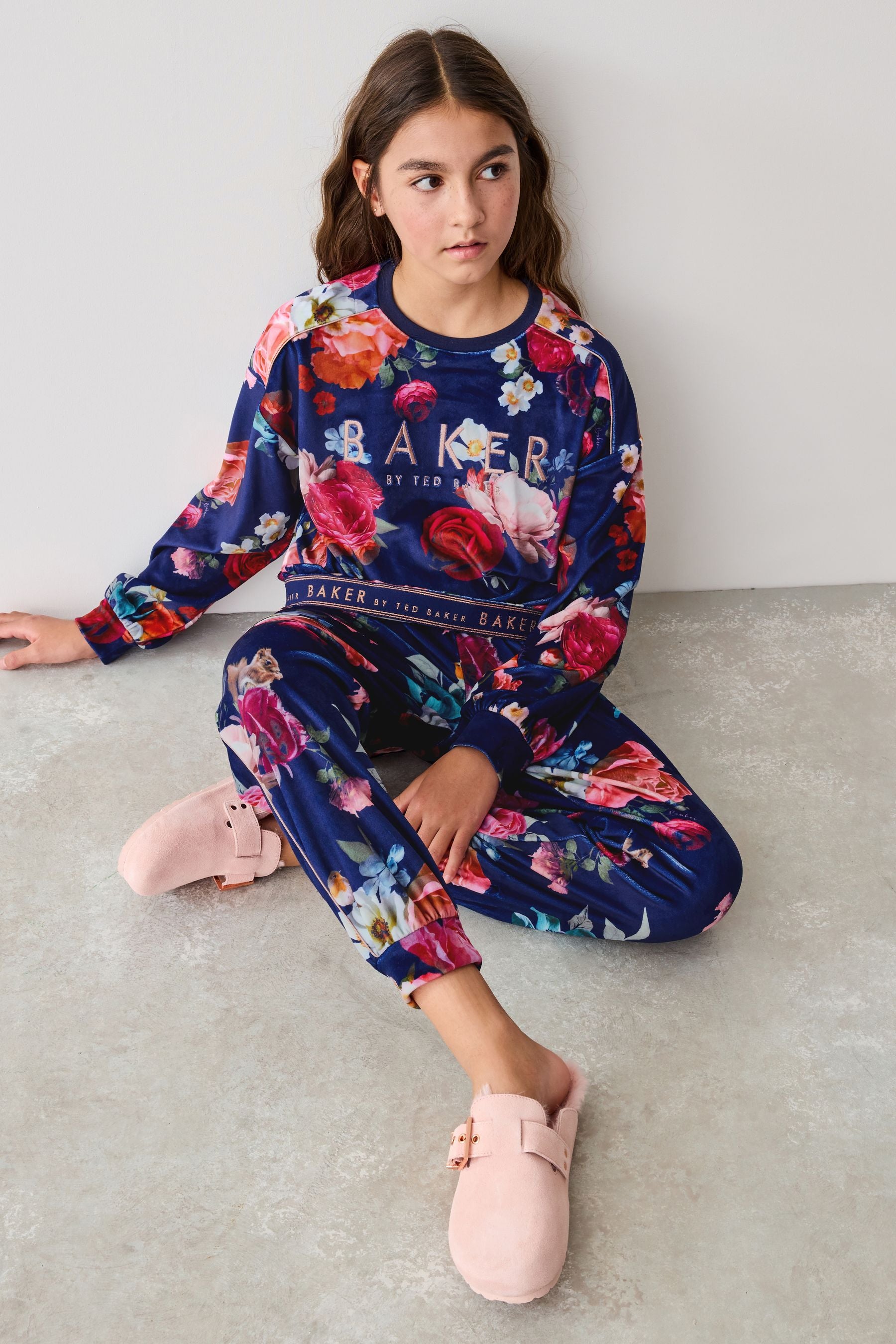 Baker by Ted Baker Navy Floral Cosy Fleece Pyjamas Set